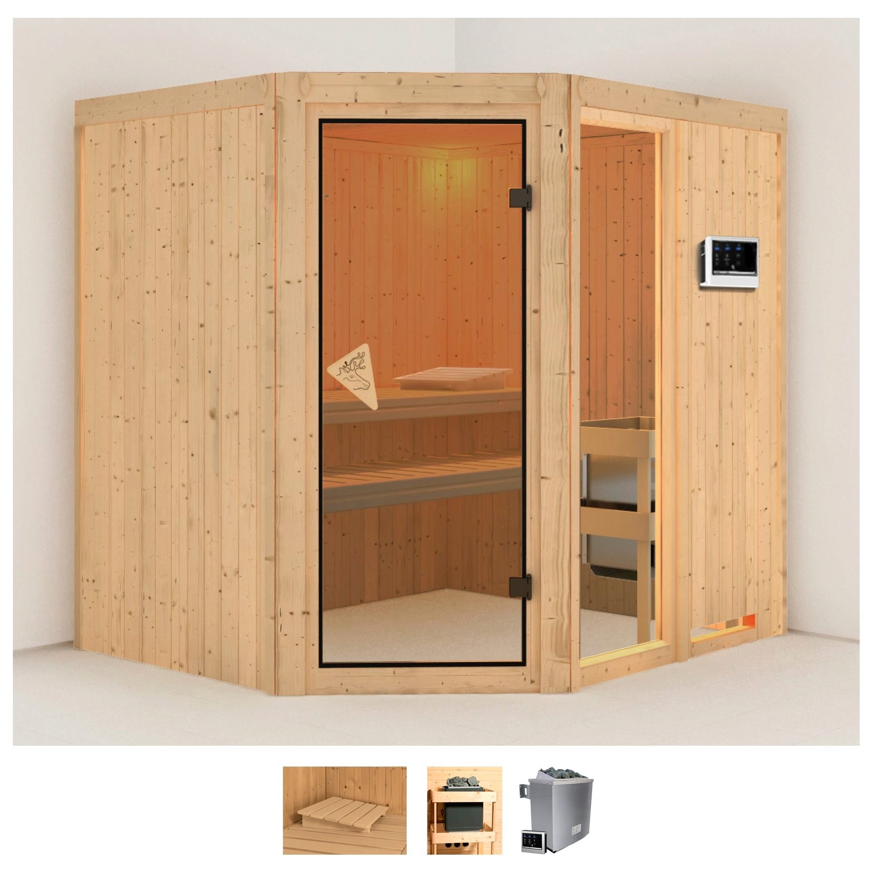 Karibu Sauna »Frigga 2« Set, 9-kW-Ofen mit externer Steuerung günstig online kaufen