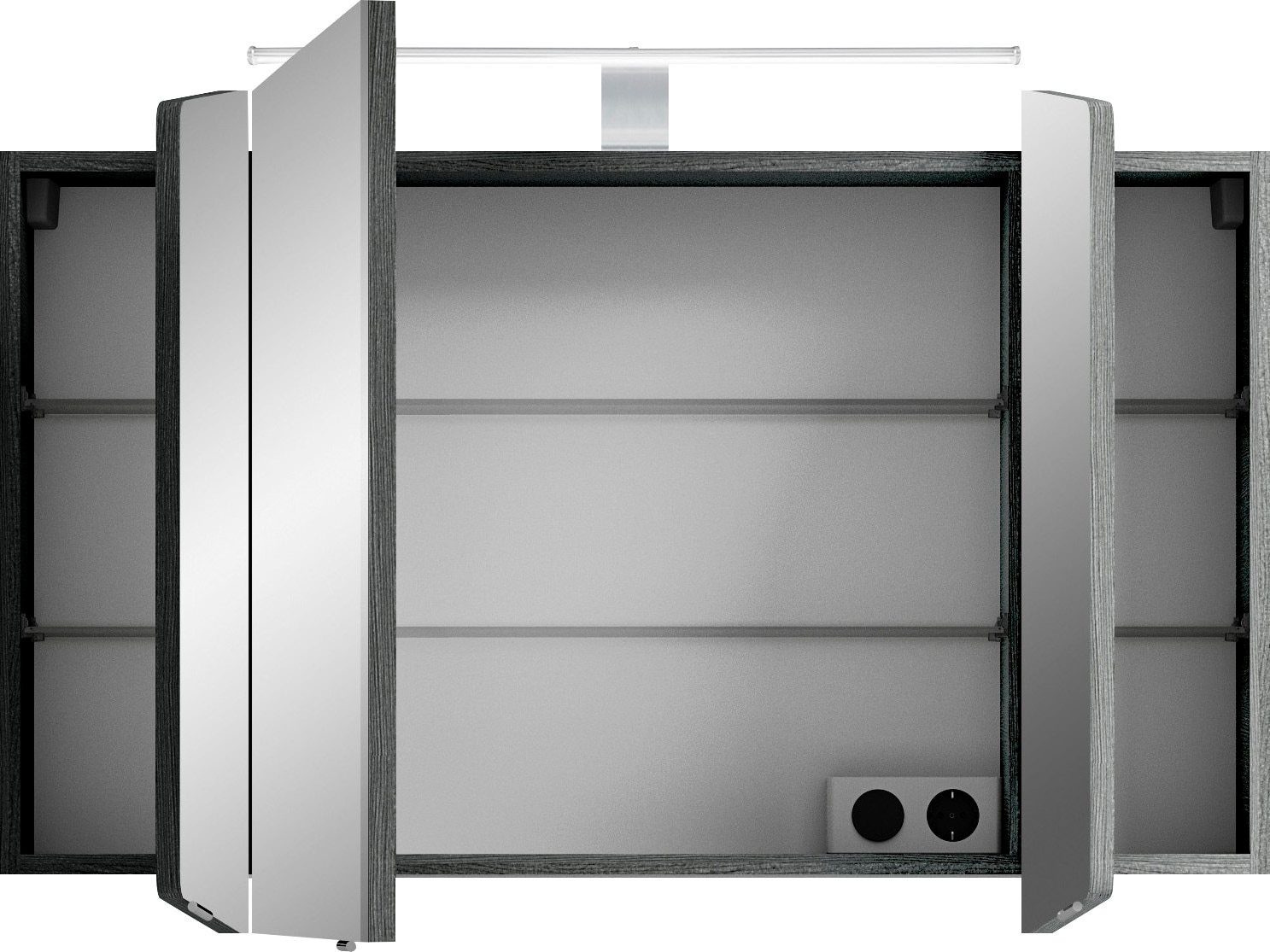 Saphir Badmöbel-Set »Cassca Sprint 3-teilig Mineralmarmor-Waschtisch mit LED-Spiegelschrank«, (4 St.), Midischrank, inkl. Türdämpfer, 4 Türen, 4 Schubladen