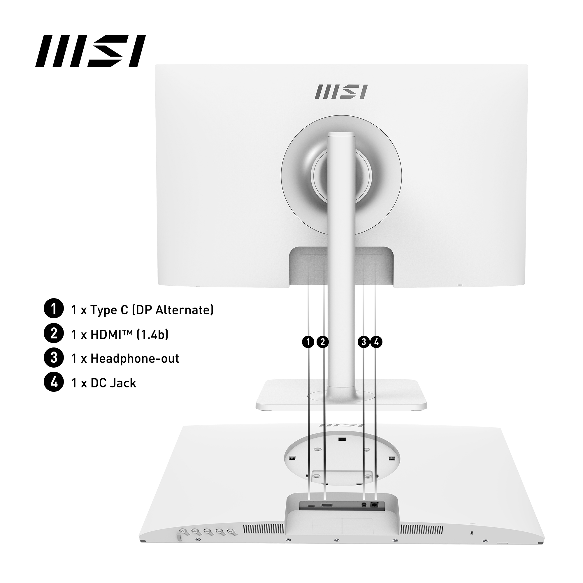 MSI LED-Monitor »Modern MD2412PW«, 60 cm/24 Zoll, 1920 x 1080 px, Full HD, 1 ms Reaktionszeit, 100 Hz, höhenverstellbar, 3 Jahre Herstellergarantie, USB-C