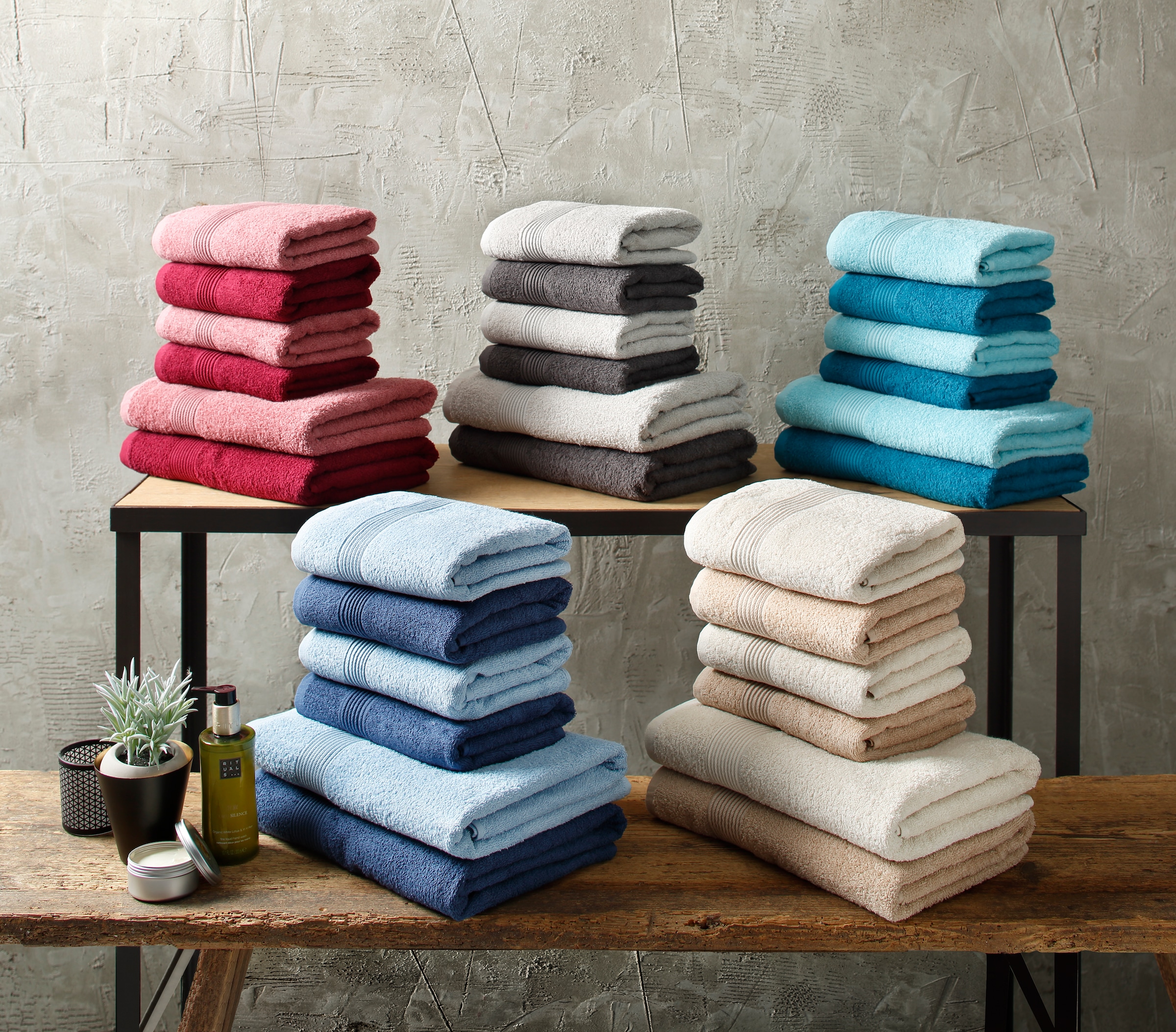 Set aus my 100% gestreifte kaufen Handtuch online »Anna«, Walkfrottee, 6 Handtücher Baumwolle tlg., Bordüre, home Set, Handtuch-Set,