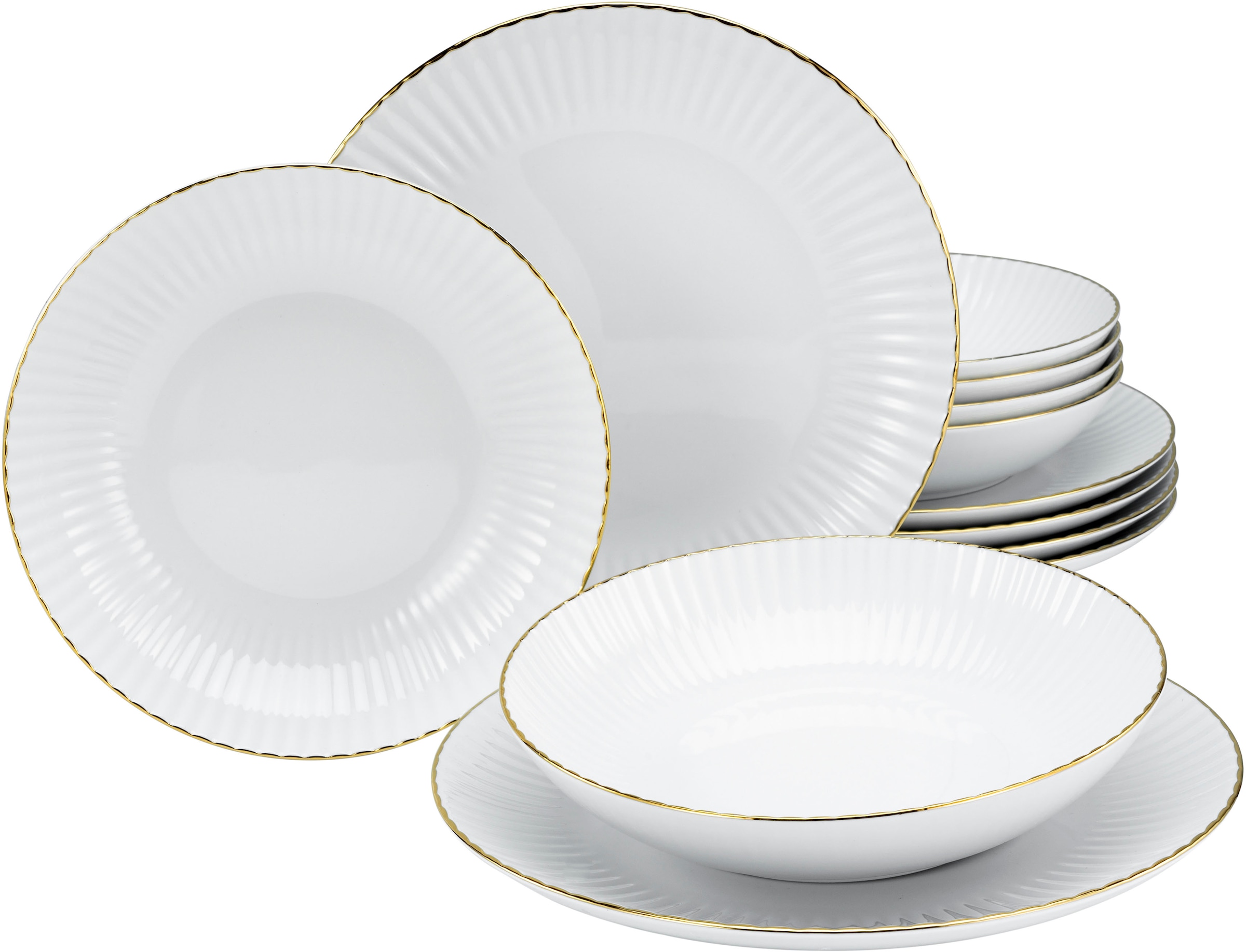 my home Tafelservice »Teller Set, Geschirr-Set Elisetta«, (Set, 12 tlg.), G günstig online kaufen