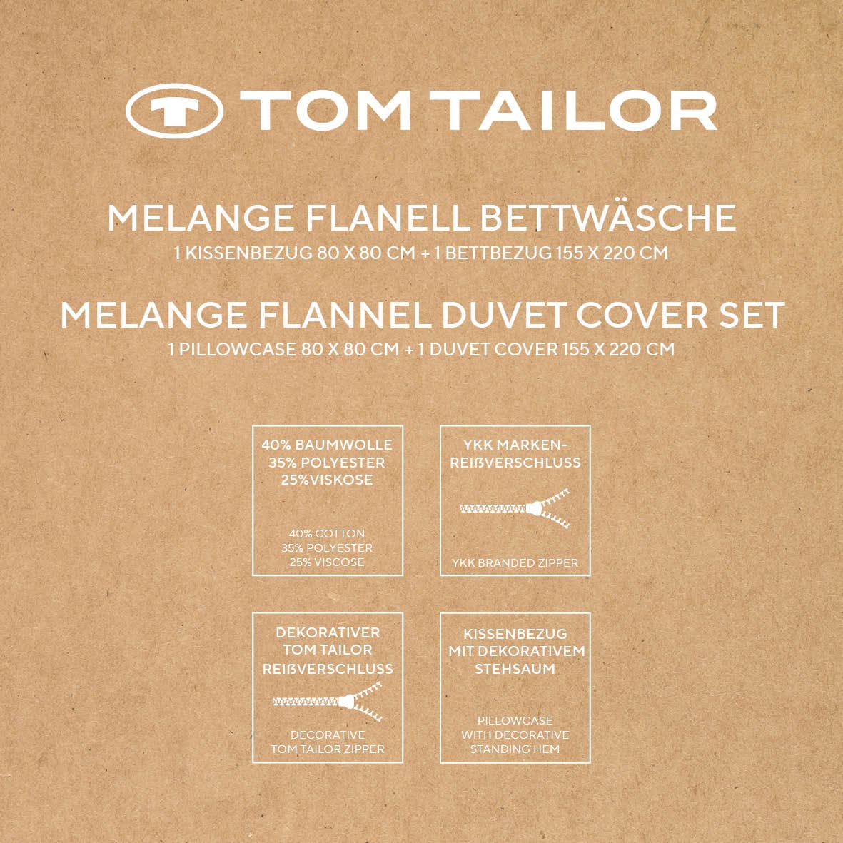 TOM TAILOR HOME Bettwäsche »WOVEN MELANGE in Gr. 135x200cm oder 155x220cm«, new bedroom, Doppelnaht am Kissen, gewebtes Label