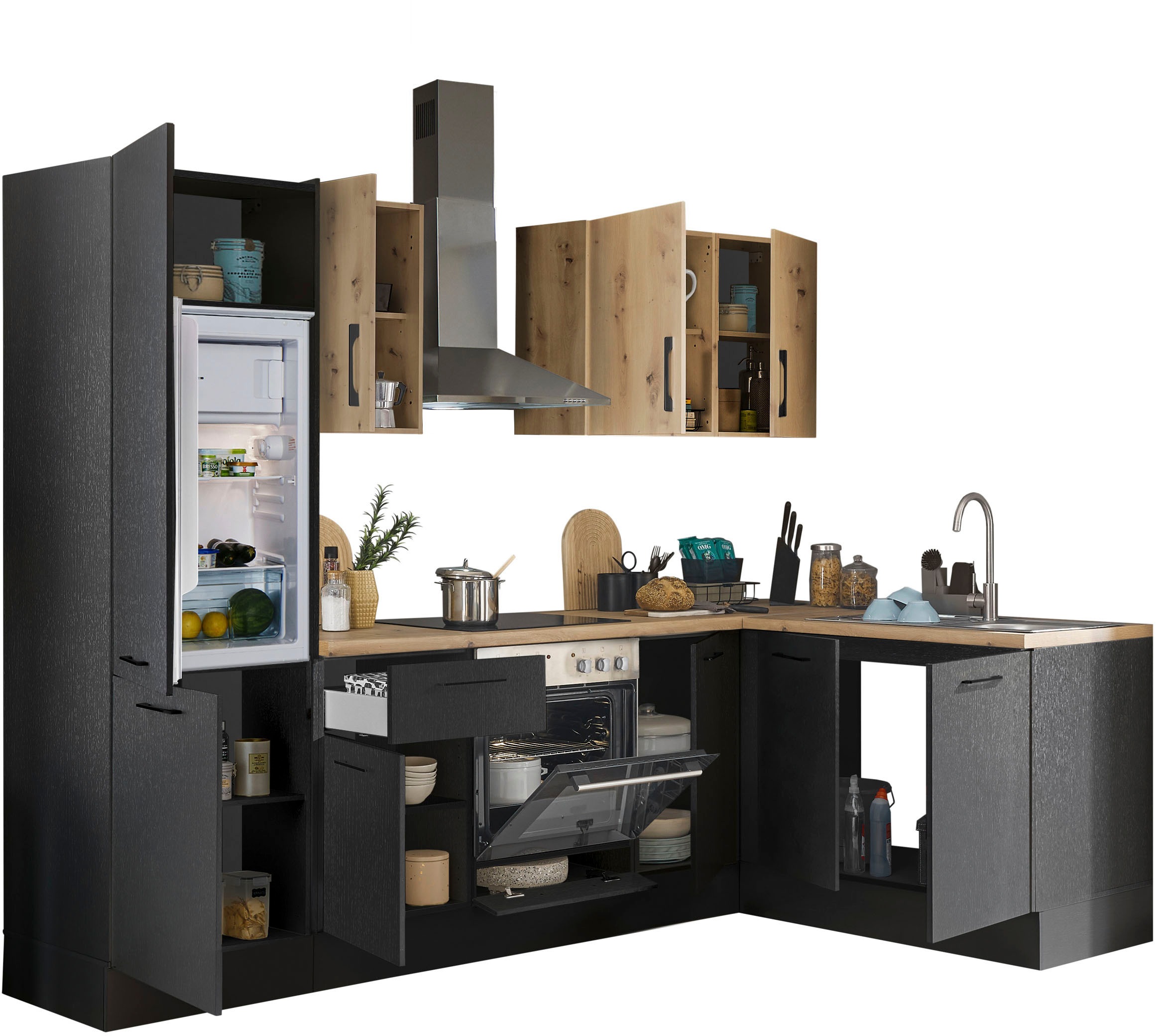 BASIC by Balculina Winkelküche, Breite 270 cm, wahlweise mit E-Geräten