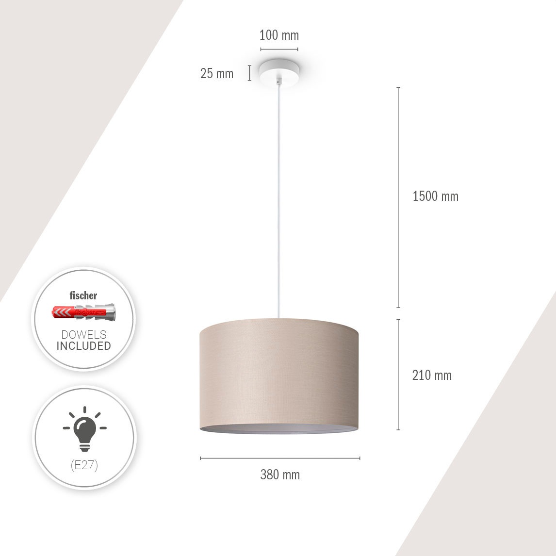 Paco Home Pendelleuchte »HUGO UNI COLOR« E27 Deckenlampe LED  Wohnzimmer Und Schlafzimmer, Unifarben, Deko E27