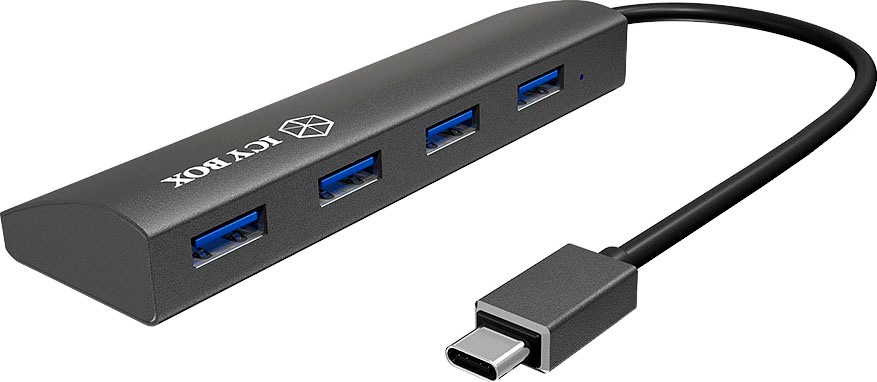 ICY BOX Computer-Adapter »ICY BOX 4-Port USB 3.0 HUB, Aluminium-Gehäuse mit USB-C Stecker«
