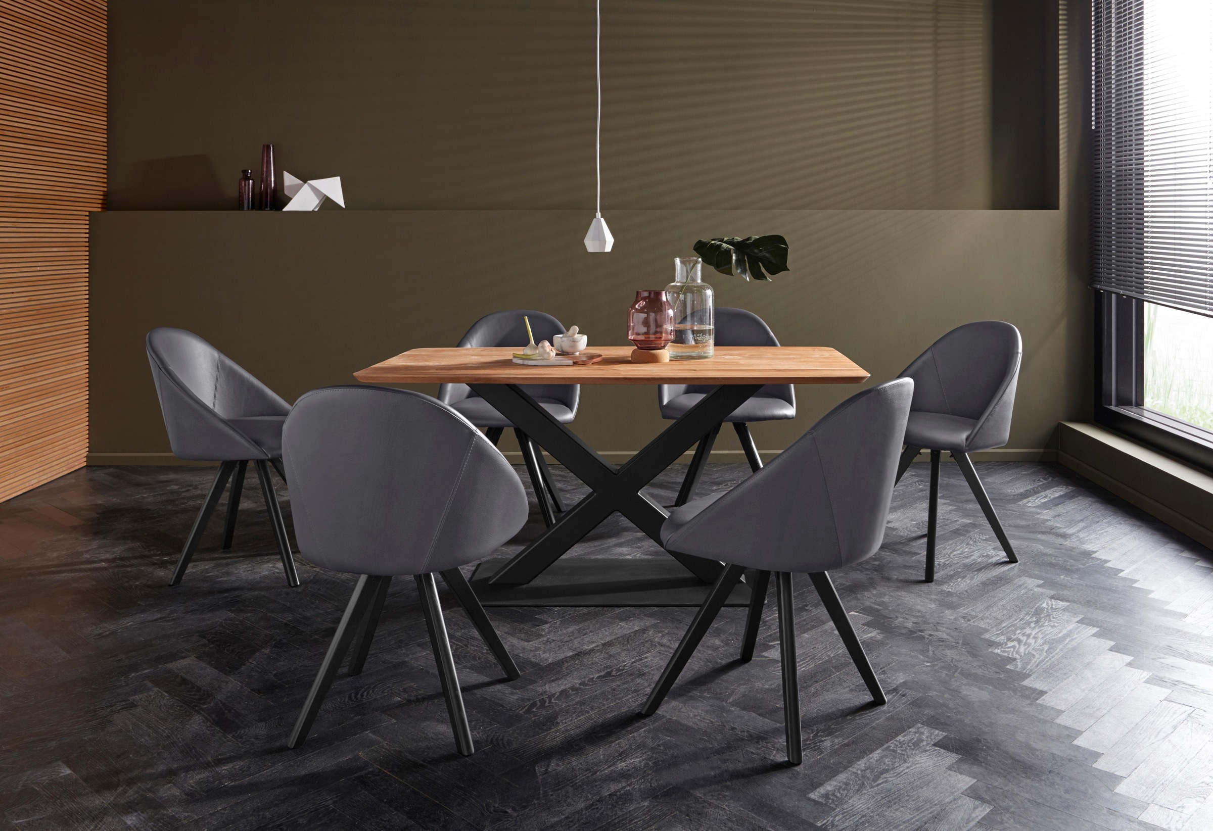 Home affaire 4-Fußstuhl »Lotos« (Set) 2 Stk.Bezug aus Echtleder und Gestell günstig online kaufen