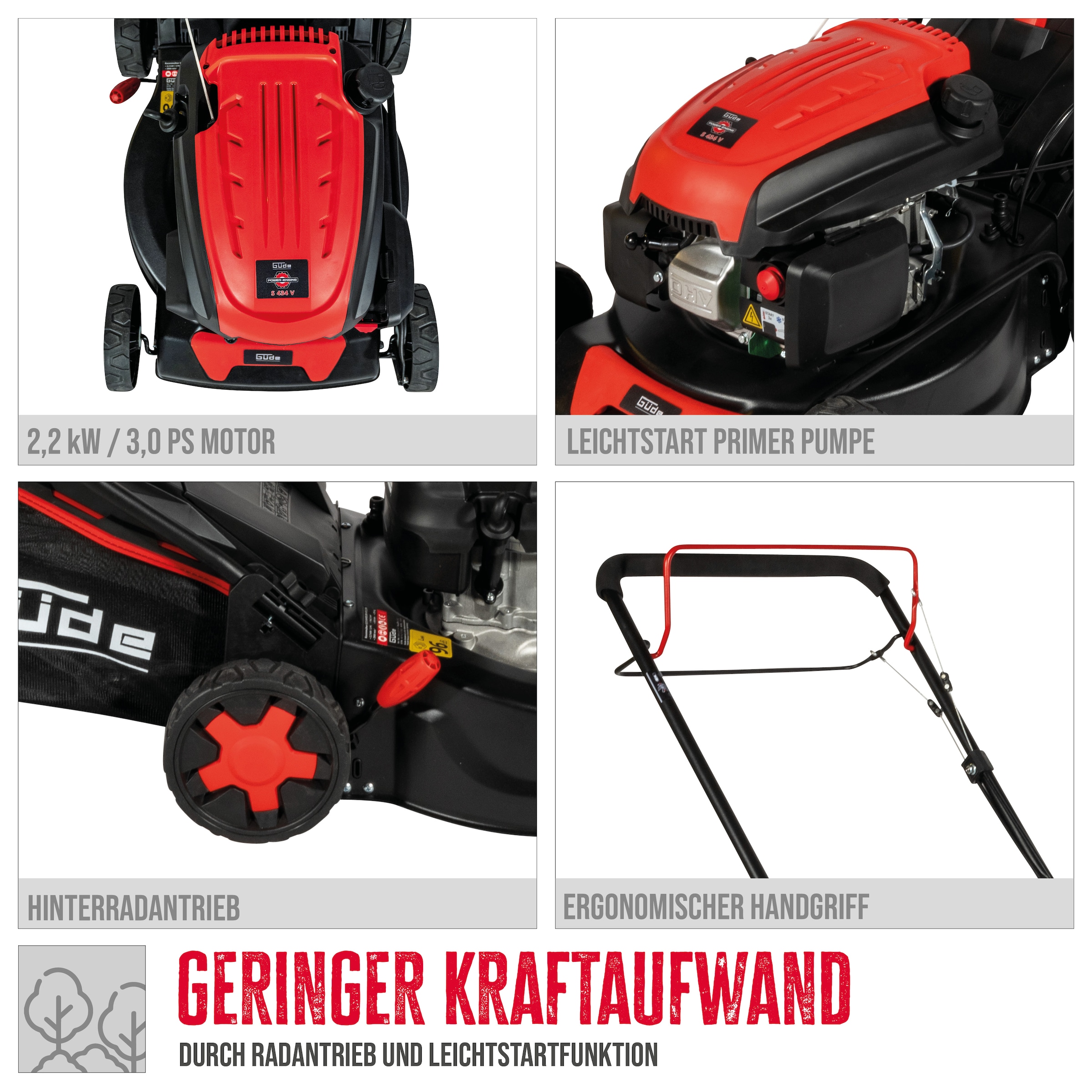 Güde Benzinrasenmäher »»ECO WHEELER 413.3 R««, für Rasenflächen bis 900m²