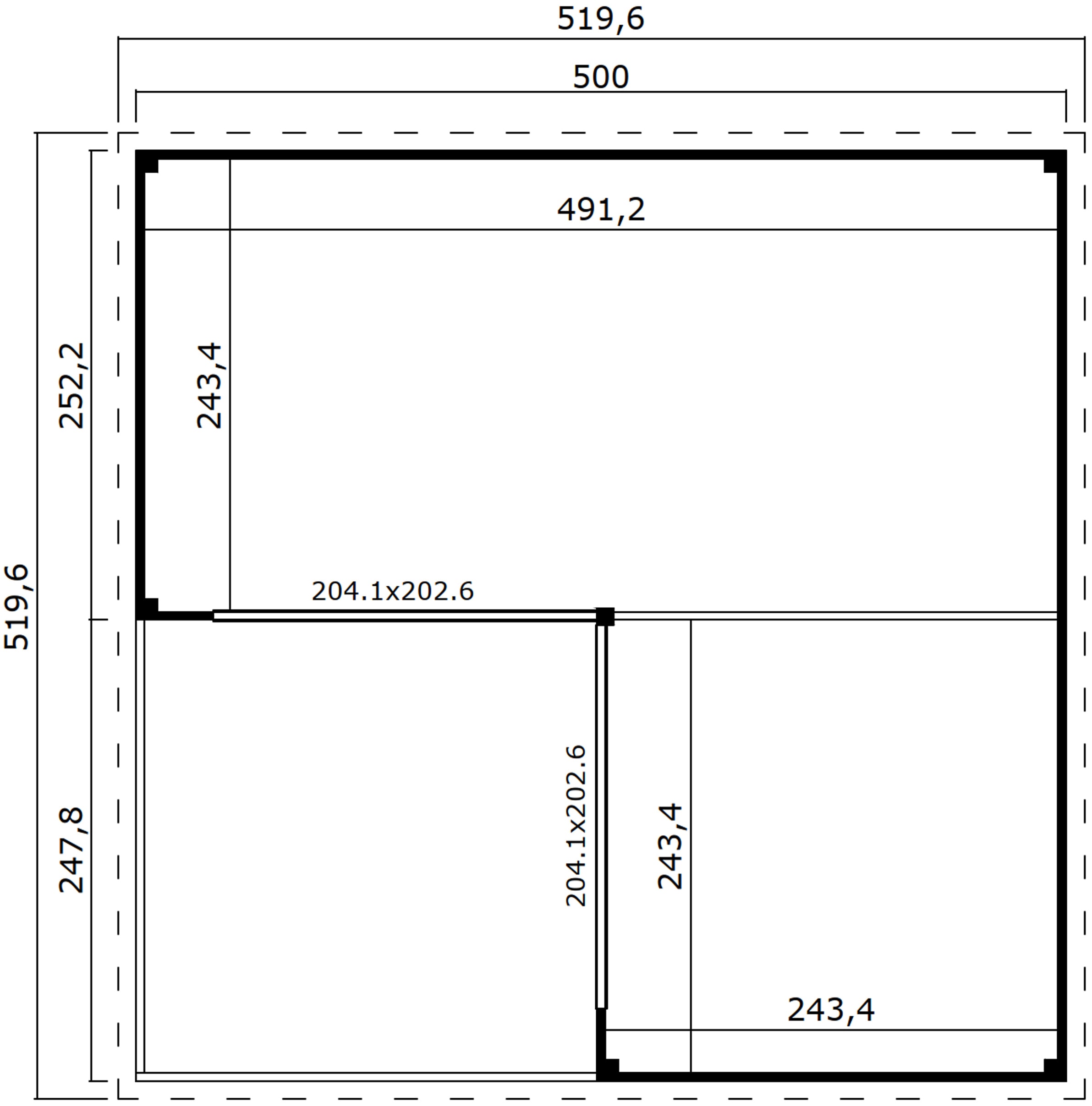 LASITA MAJA Gartenhaus »DOMEO 6 LOGGIA NATUR/ANTHRAZIT«, (Set), mit Überdachung, Fundamentmass 5000 x 5000, Naturbelassen