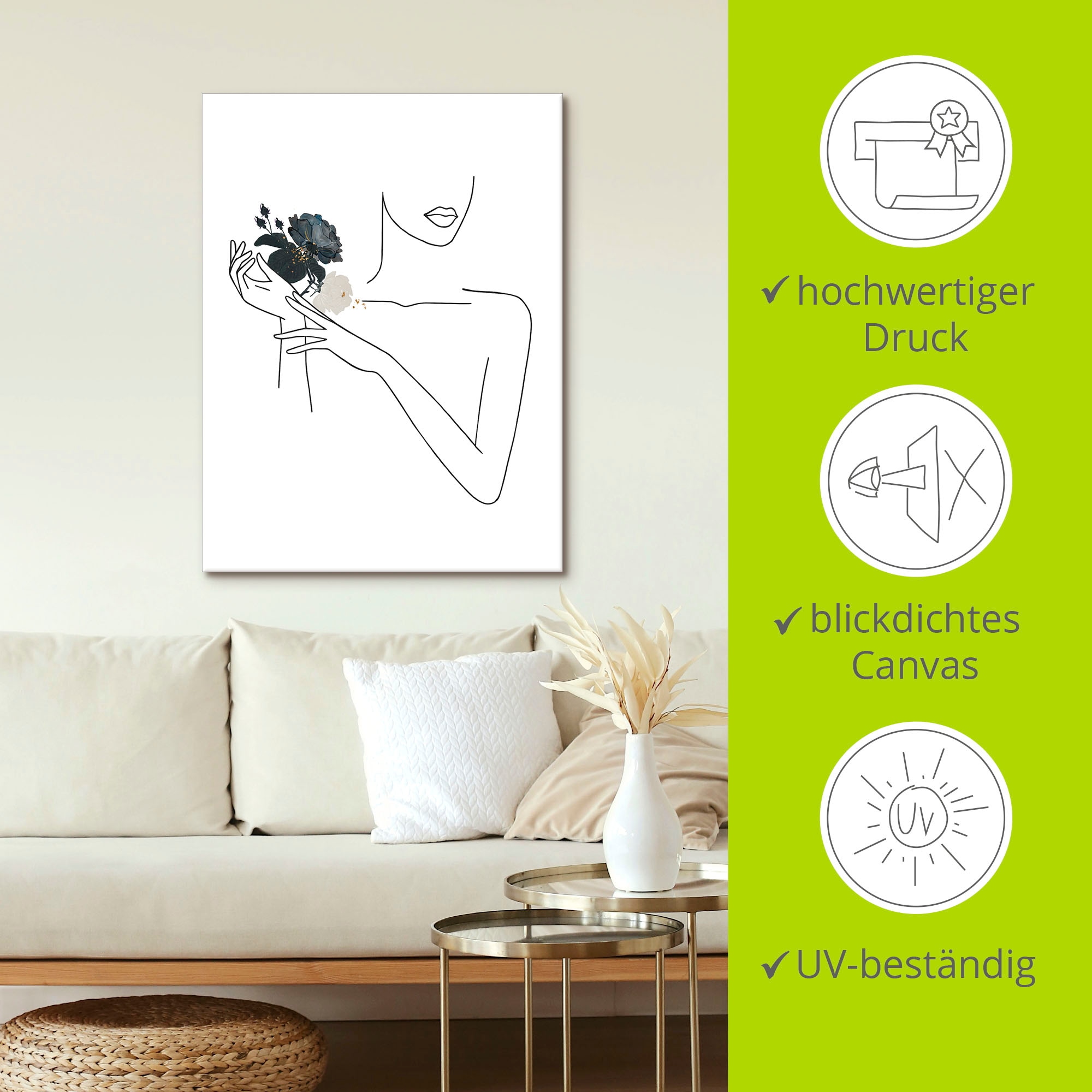 Artland Wandbild »Moderne LineArt Mädchen II«, Modebilder, (1 St.), als Alubild, Outdoorbild, Leinwandbild, Poster, Wandaufkleber