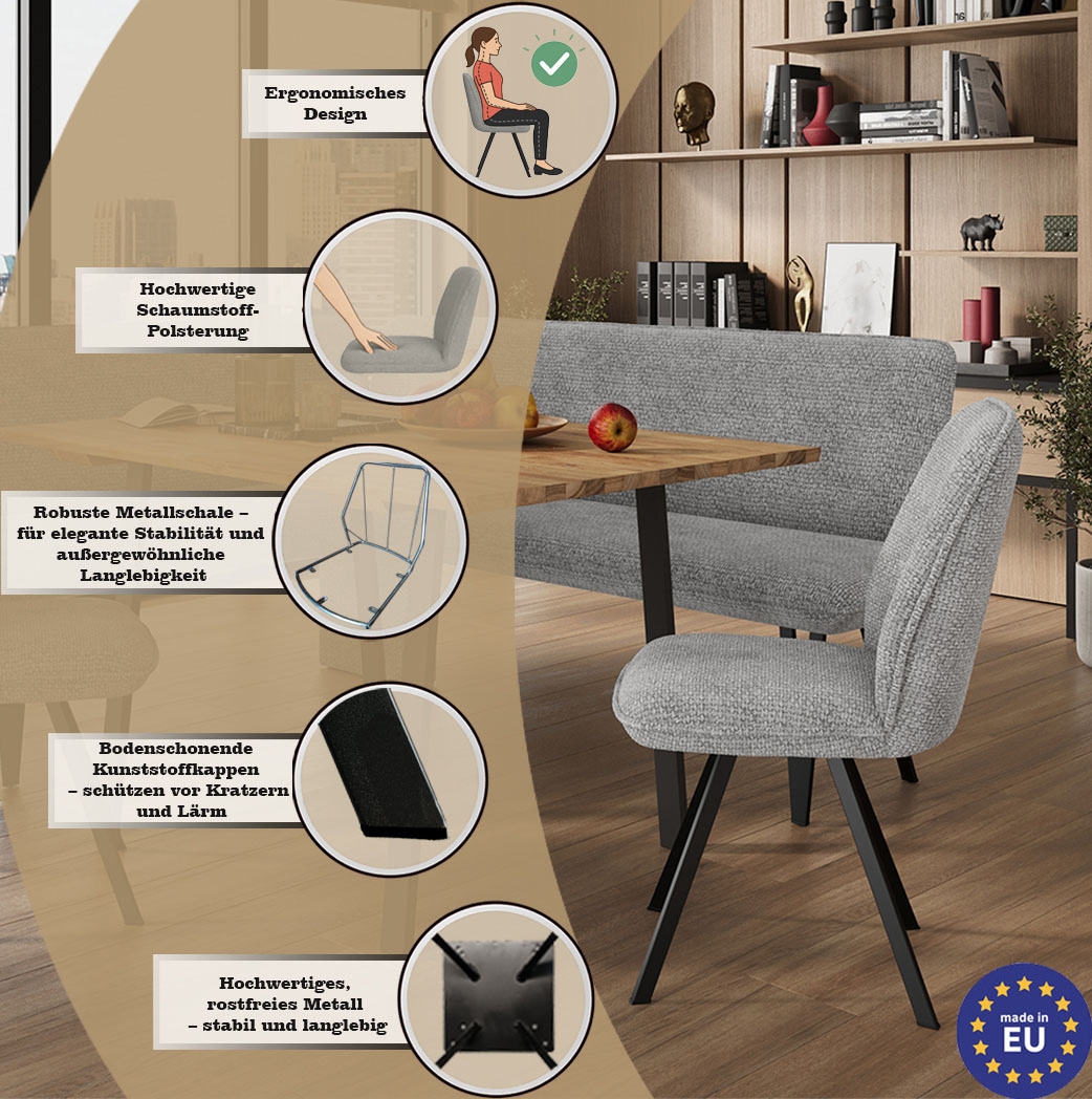 Home affaire Esszimmerstuhl »Mily Essstuhl, Wohnstuhl, Polsterstuhl, 4-Fußstuhl« () 2 Stk.