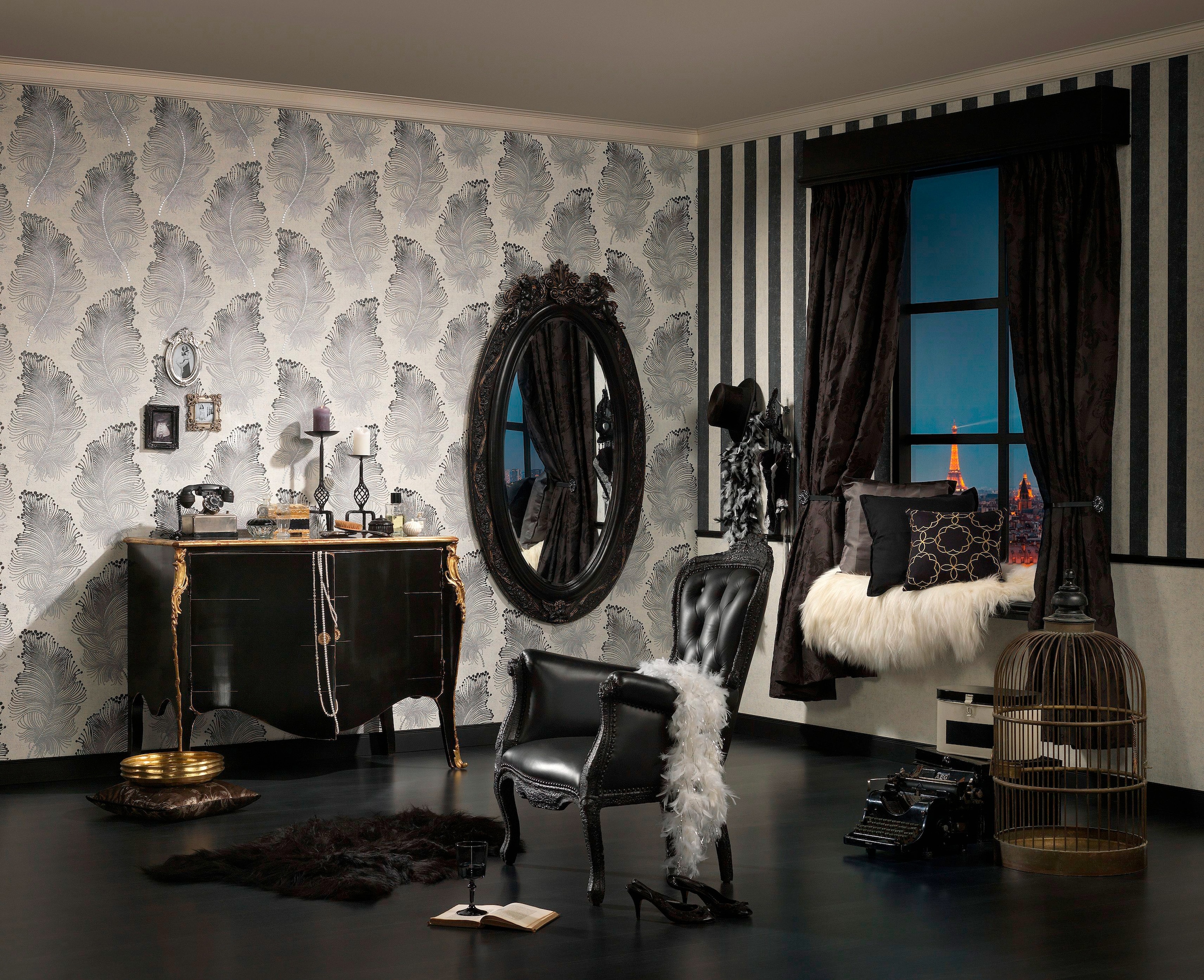 living walls Vliestapete »Bohemian Burlesque« Motiv | Strukturmuster | gemustert leicht strukturiert Boho Tapete Natur Metallic Tapeten Wohnzimmer modern Flur Design Optik