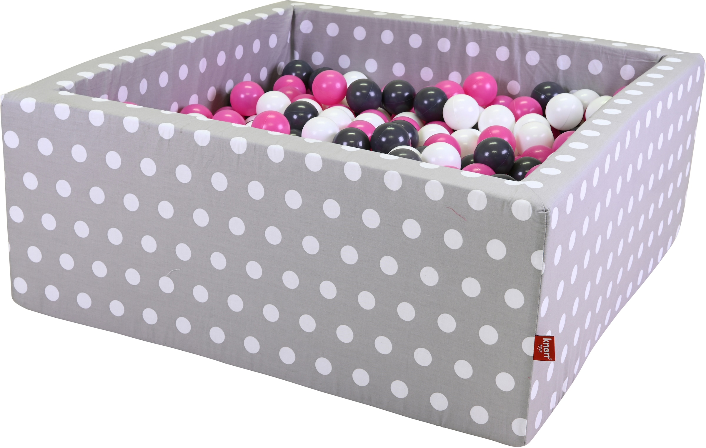 Knorrtoys® Bällebad »Soft, Grey White Dots«, eckig mit 100 Bällen creme/Grey/rose; Made in Europe