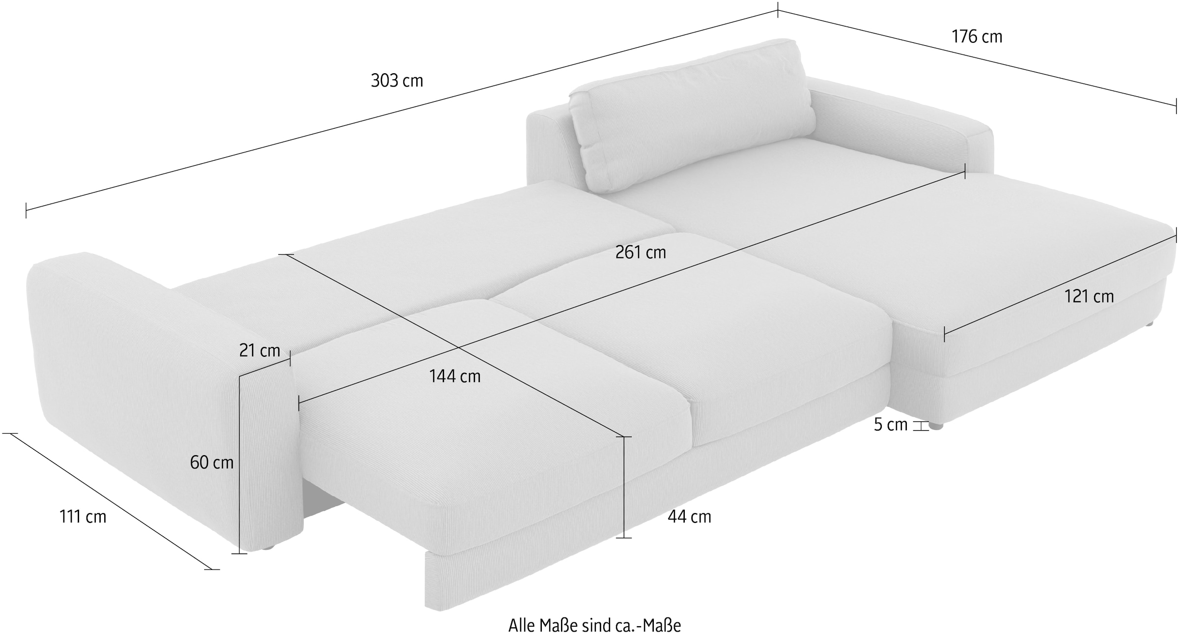 Places of Style Ecksofa »Bloomfield, bequem und elegant, OTTOs Choice, L-Form«, wahlweise mit Bettfunktion und Bettkasten