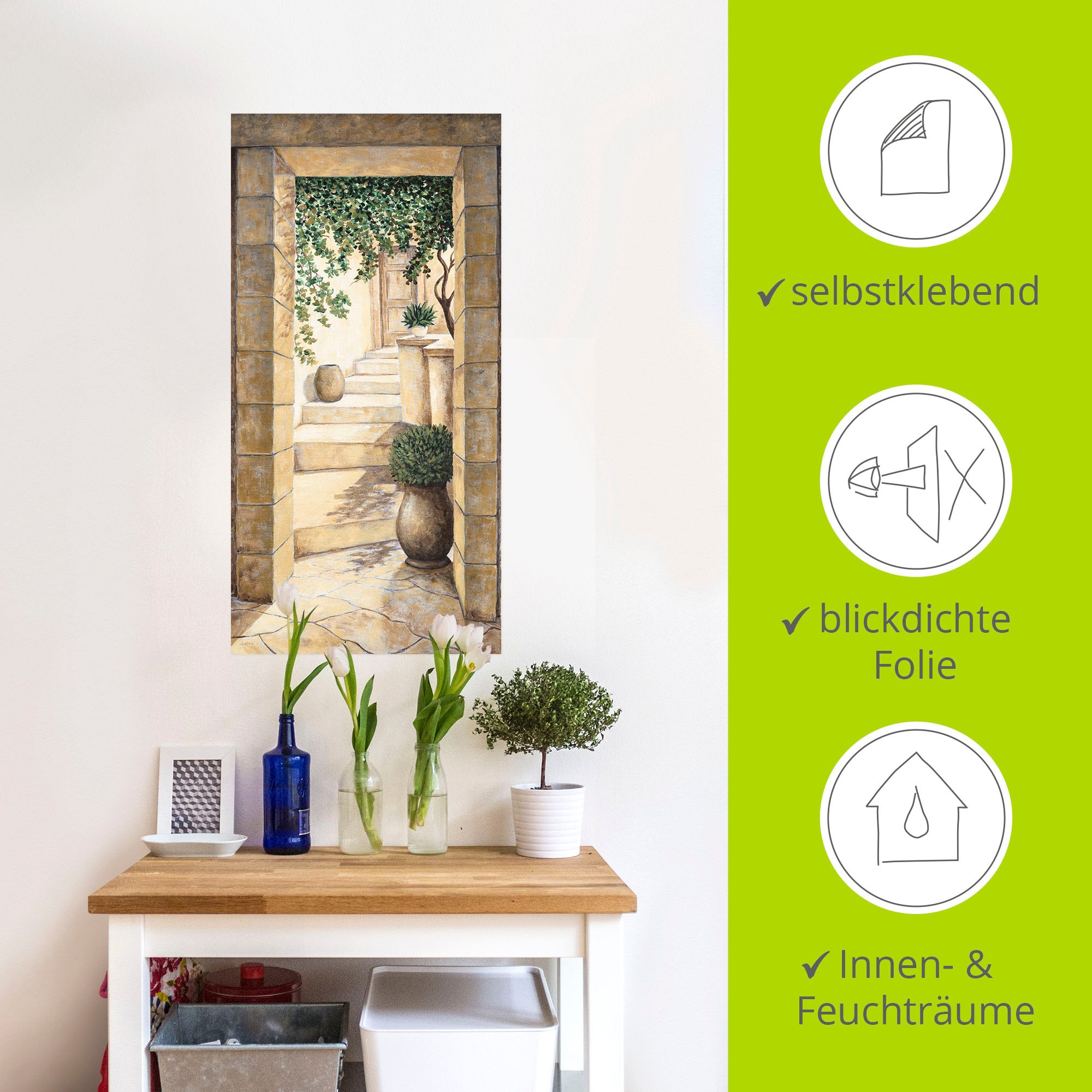 Artland Wandbild »Eingang - Fresco«, Fenster & Türen, (1 St.), als Alubild, Outdoorbild, Leinwandbild, Poster, Wandaufkleber
