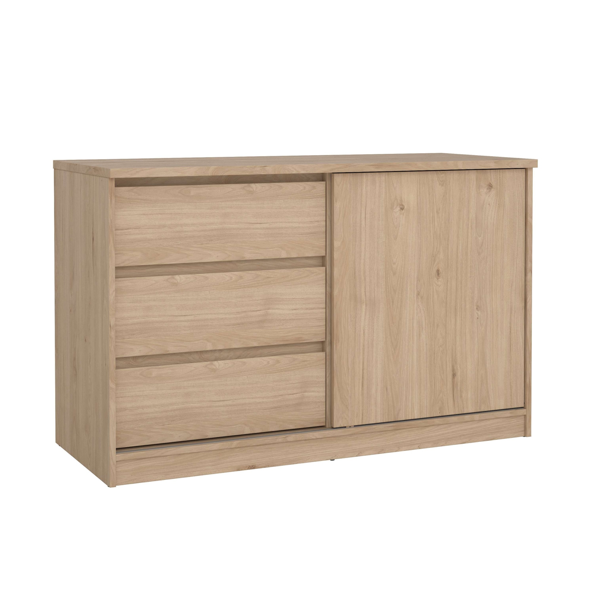 INOSIGN Sideboard »Naia Aufbewahrung, Schuhkommode, Stauraumkommode, Schuhschrank,«, Kommode mit 1 Schiebetür und 3 Schubladen, Breite 119 cm, Höhe 76 cm
