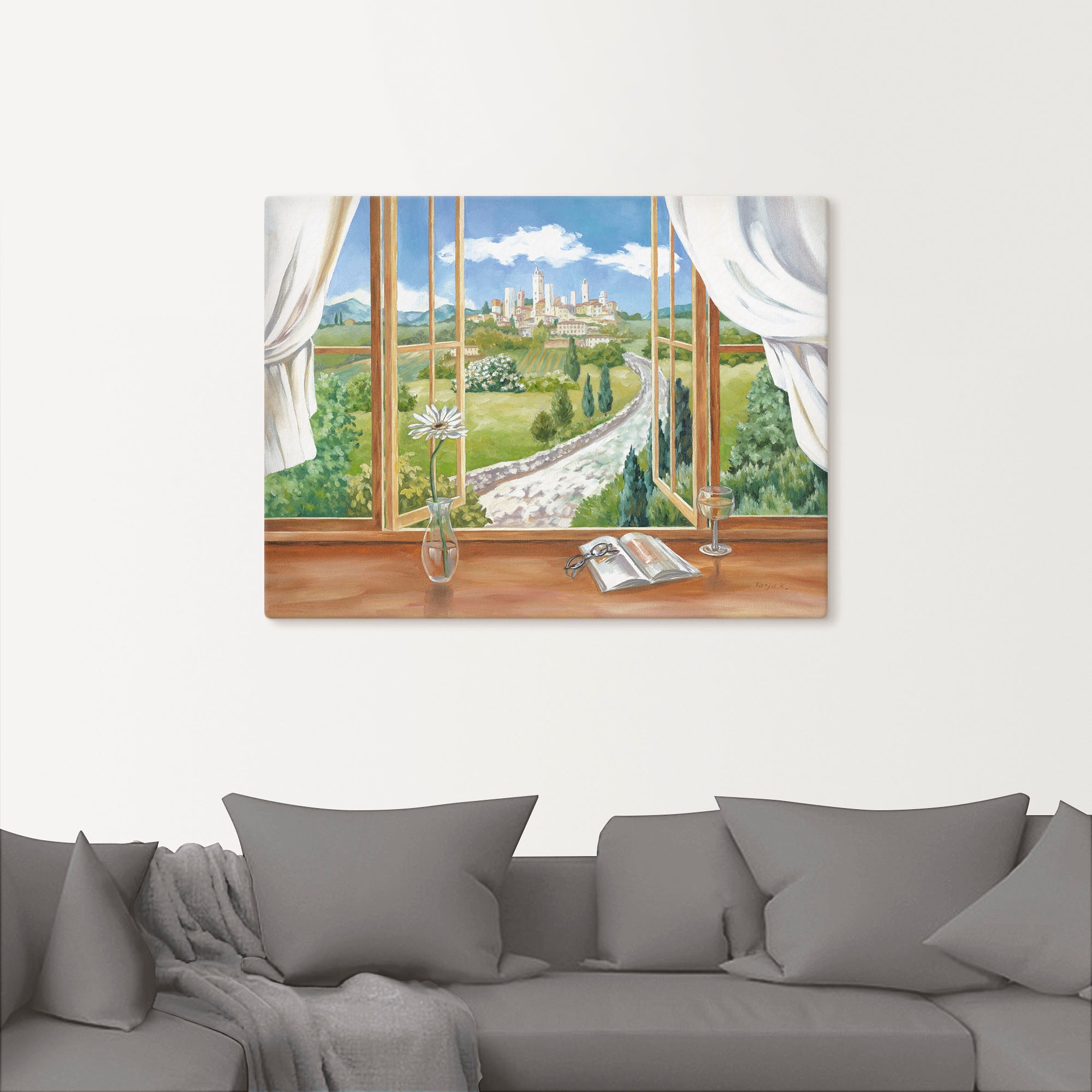 Artland Wandbild »Fenster zur Toskana«, Fensterblick, (1 St.), als Alubild, günstig online kaufen