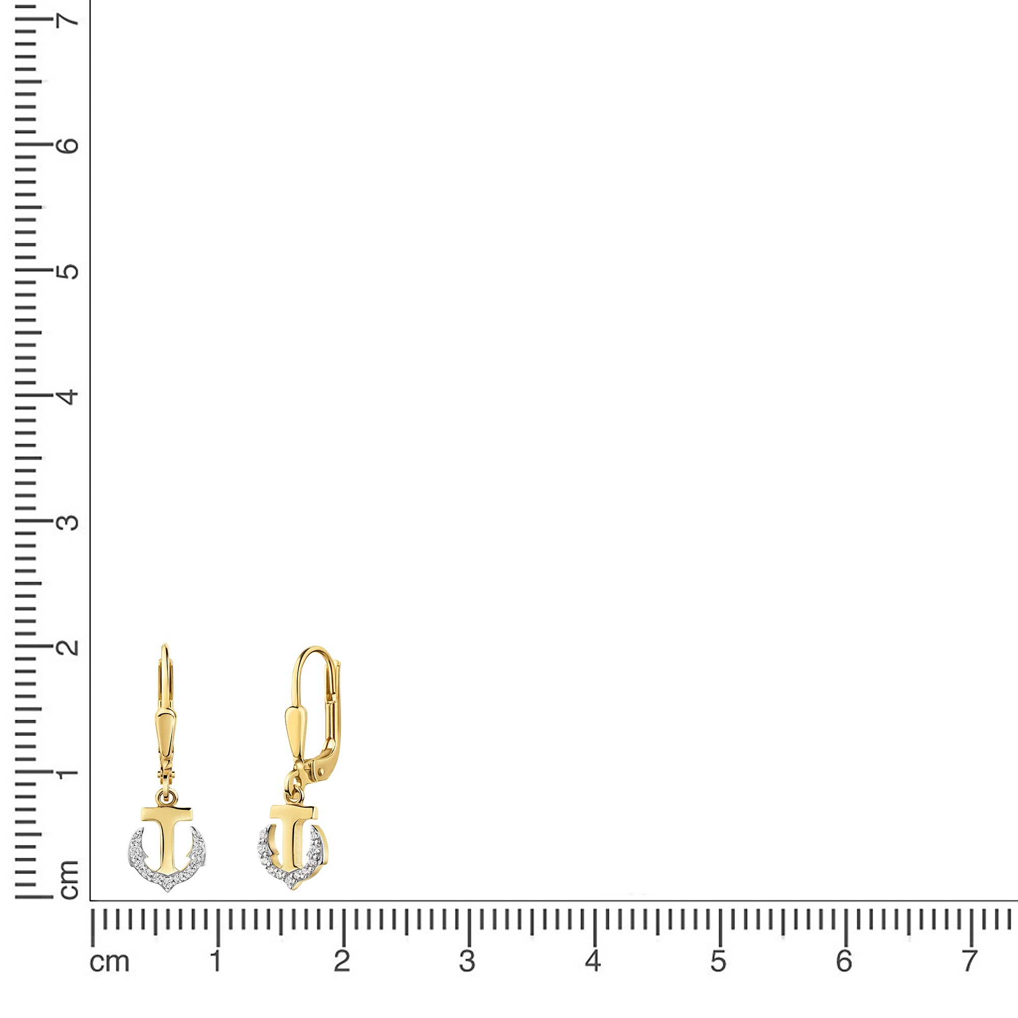 Firetti Paar Ohrhänger »Schmuck Geschenk Gold 333 Ohrschmuck Ohrringe Anker« mit Zirkonia (synth.)