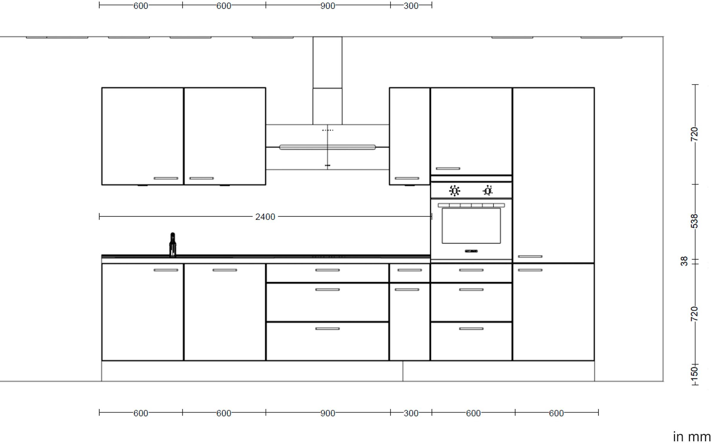 nobilia® Küchenzeile »"Touch II"«, vormontiert, Ausrichtung wählbar, Breite 360 cm, wahlw. mit E-Geräten