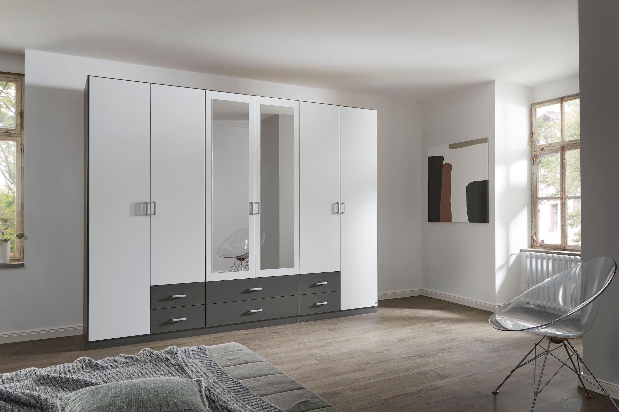 rauch Kleiderschrank »Schrank Garderobe Wäscheschrank GAMMA in 3 Breiten«, viel Stauraum mit 6 Schubladen, mit Spiegel TOPSELLER MADE IN GERMANY