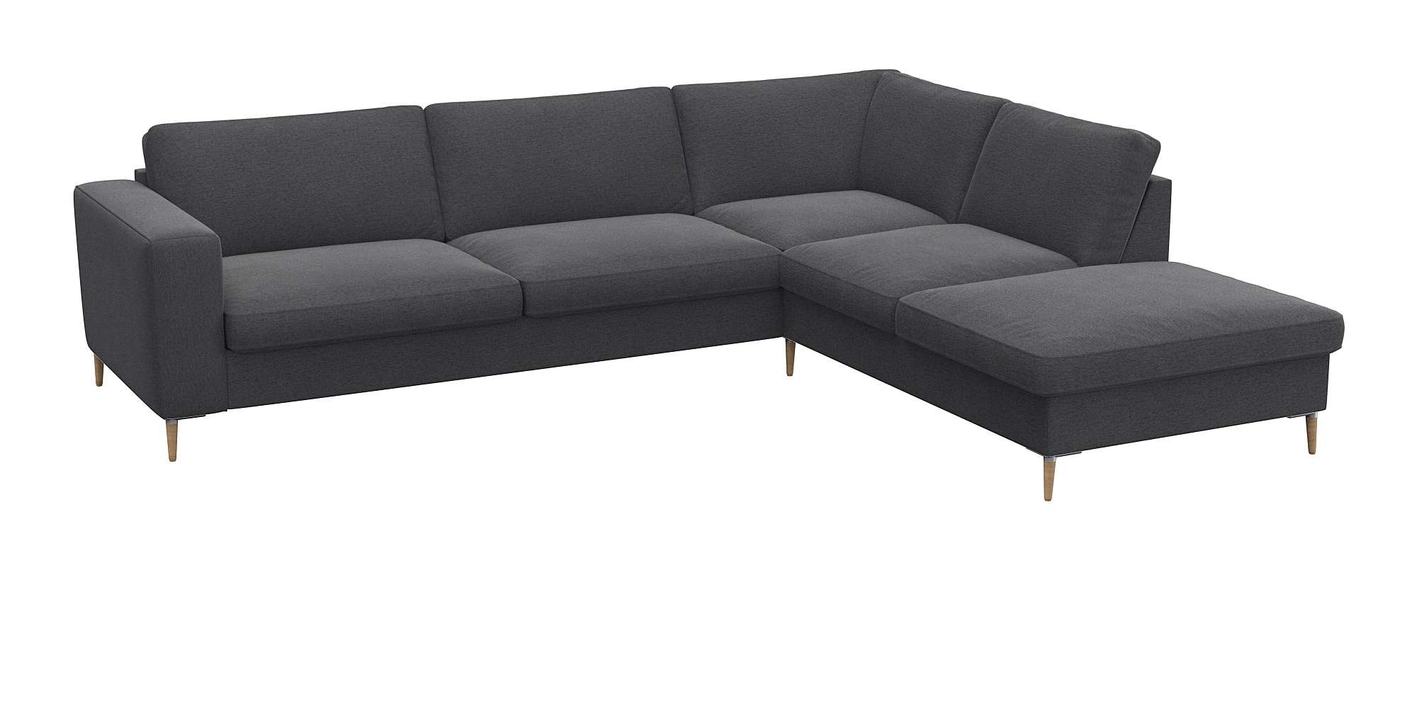 FLEXLUX Ecksofa »Fiore, Sitzaufbau mit hochwertigem Kaltschaum für mehr Sitzkomfort«, breite Armlehnen, L-Form, Füße Alu/Eiche