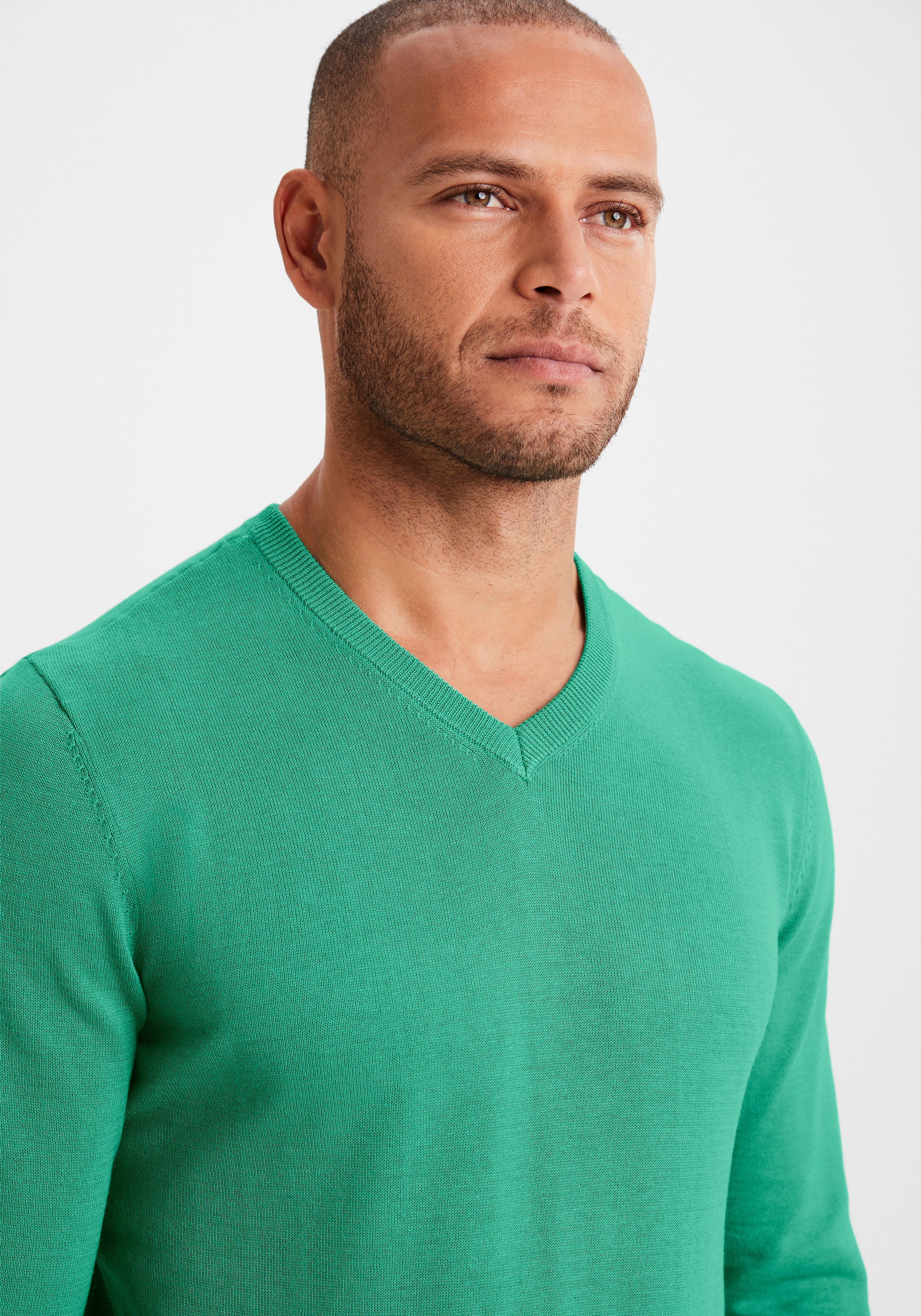 H.I.S Strickpullover mit V-Ausschnitt, Pullover aus Feinstrick, Baumwollmischung