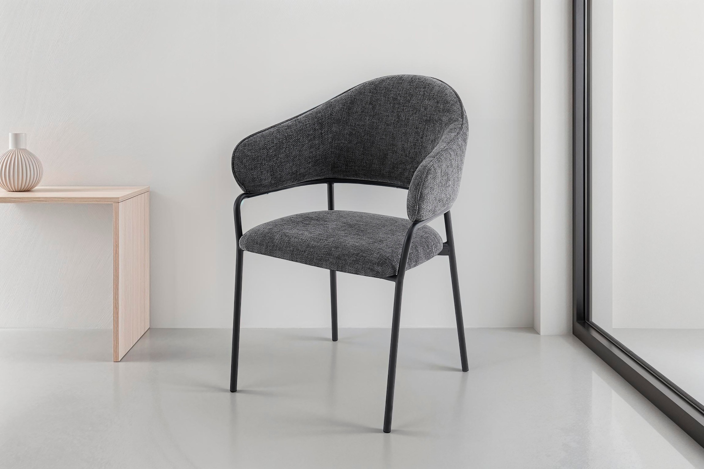 byLIVING Esszimmerstuhl »Curve« (Set) 2 Stk. Webstoff moderner Stoff Stuhl günstig online kaufen