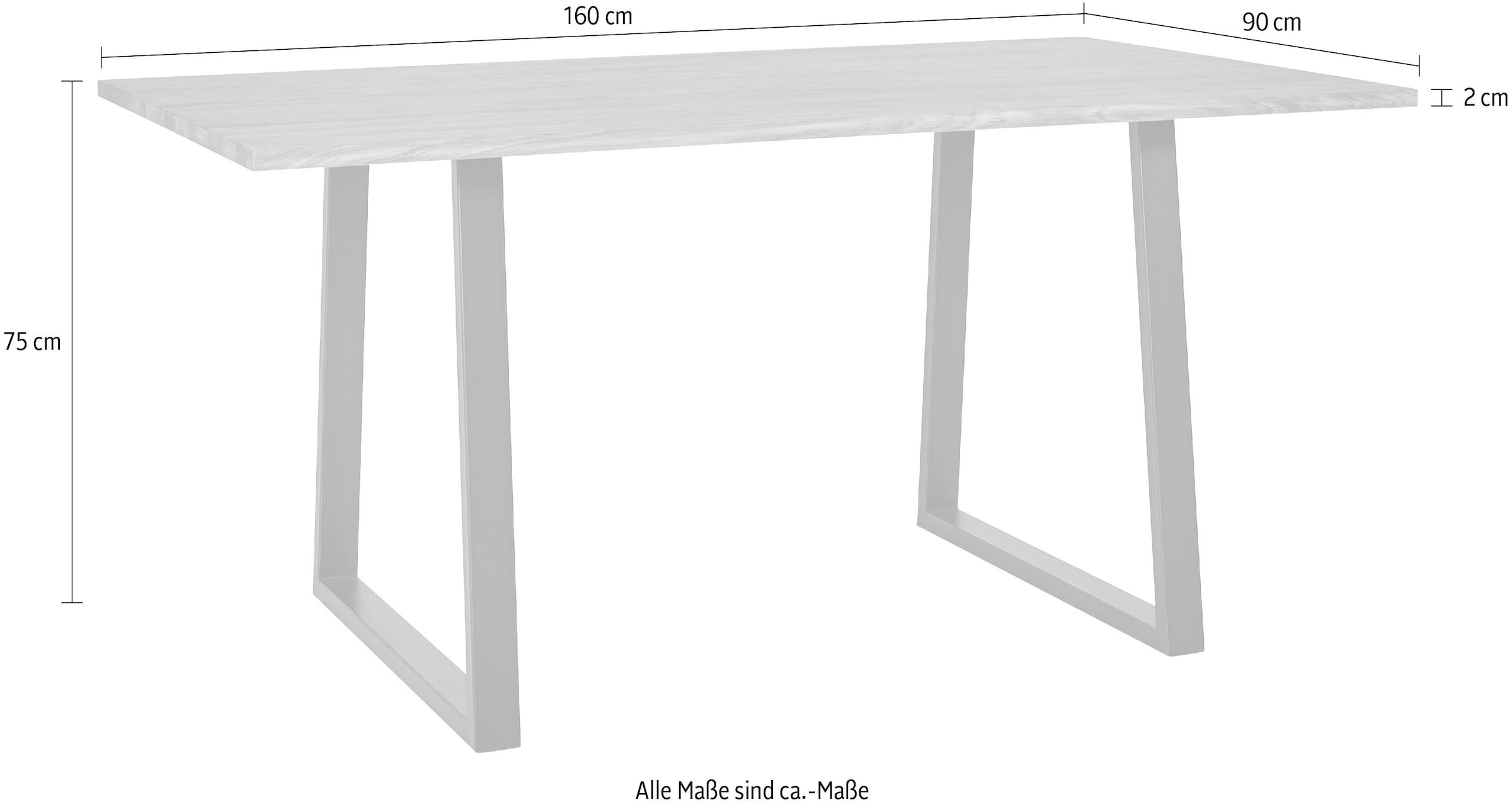 andas Esstisch, Tischplatte aus massiver Eiche, FSC®- Massivholz, Gestell aus Metall