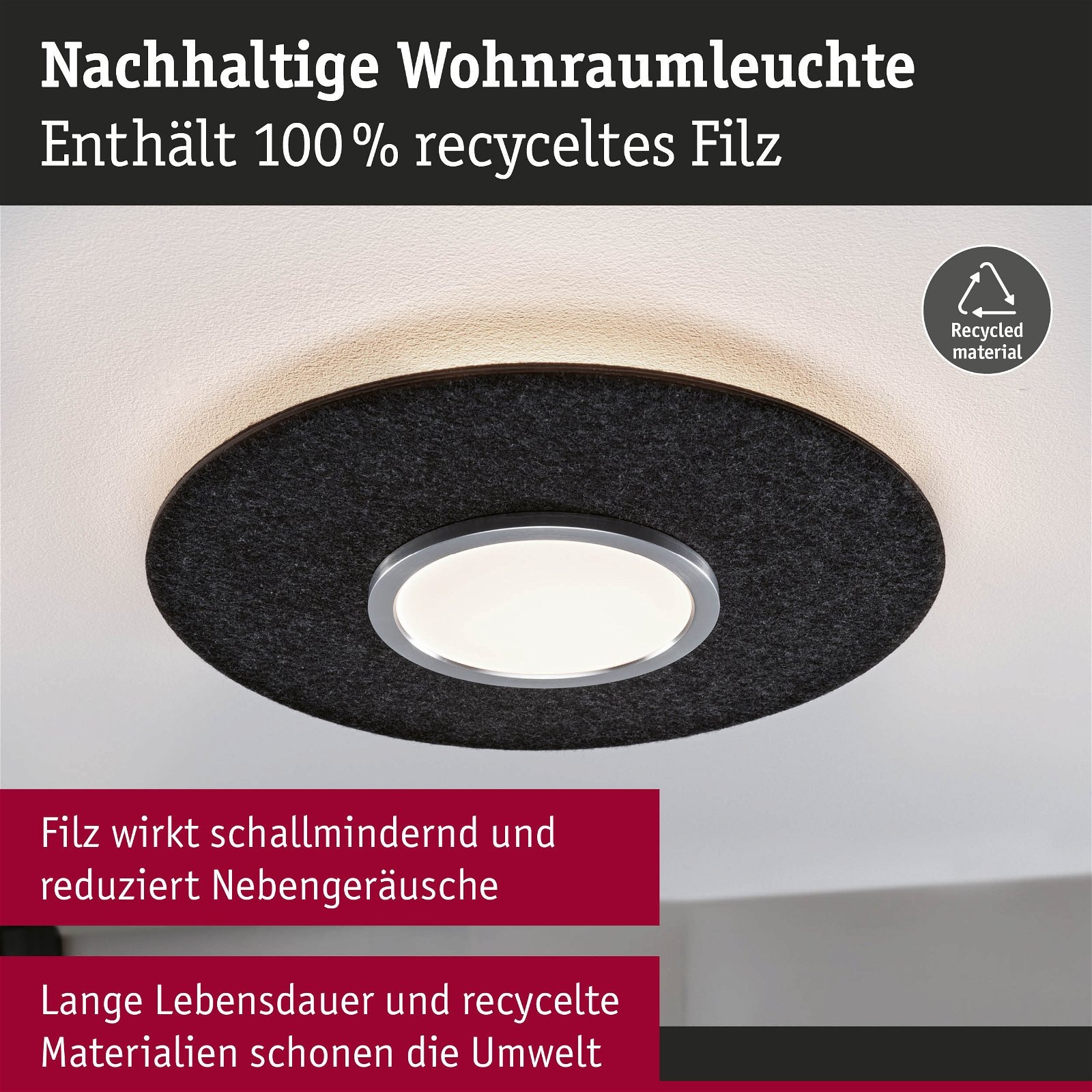 Paulmann LED Deckenleuchte »Tulga 2700K 2000lm 32,5W Anthrazit«, 1 flammig, 3-Step-Dim