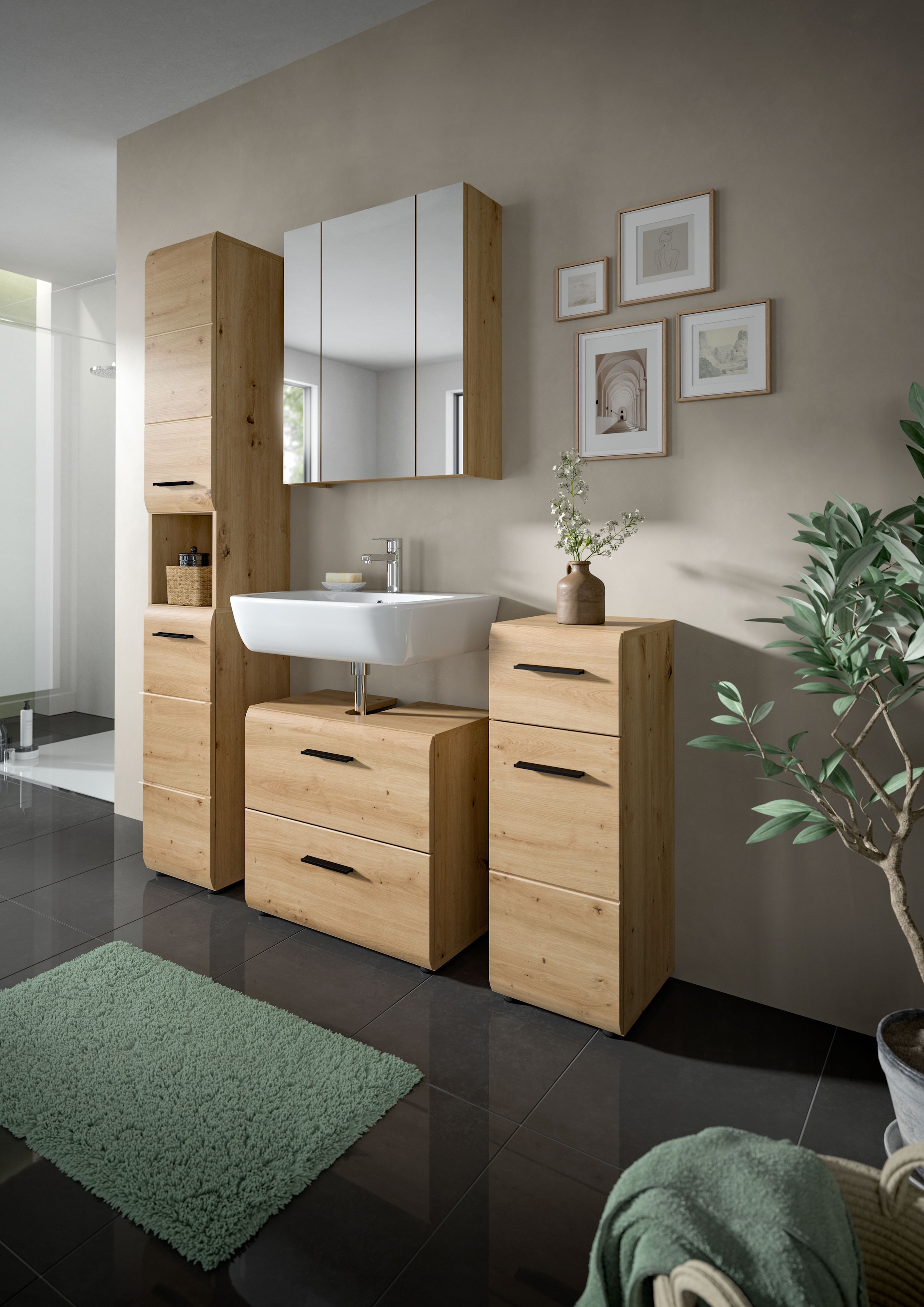 welltime Stauraumschrank 1 Stk. tlg. Florenz, Badschrank hoch, Artisan Oak NB, 185 cm Hoch