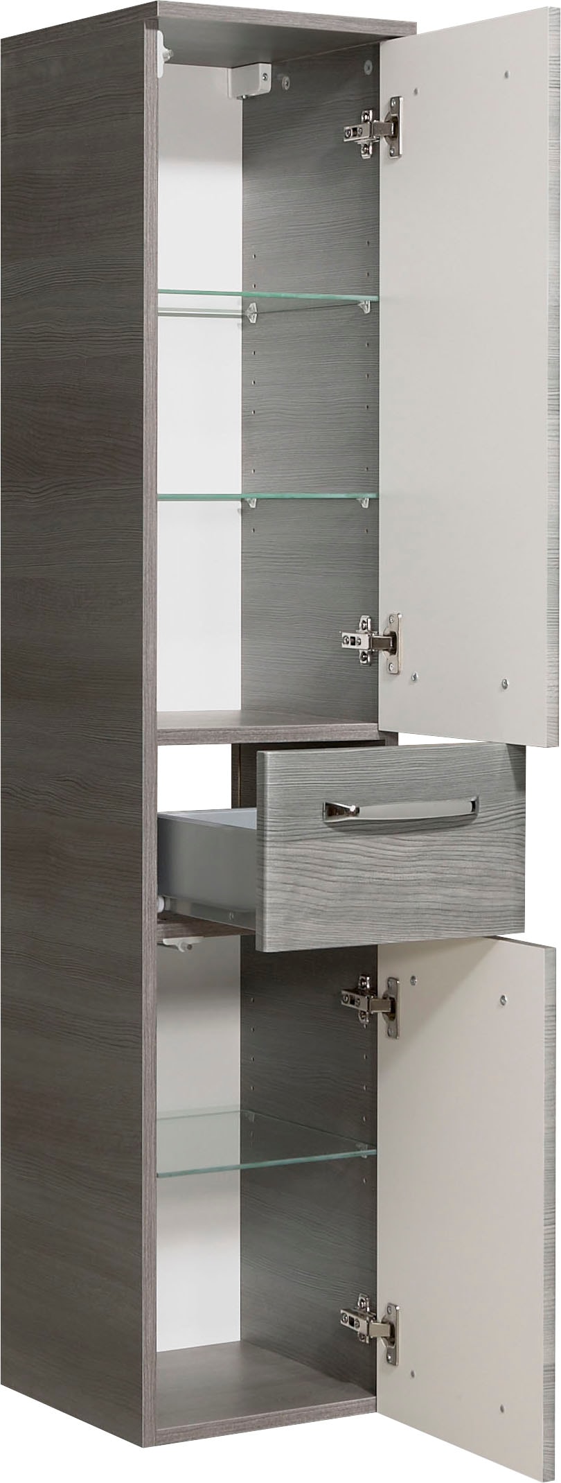 Saphir Badmöbel-Set »Quickset 3-teilig, Mineralmarmor-Waschtisch und LED-Spiegelschrank« 4 Stk. tlg.