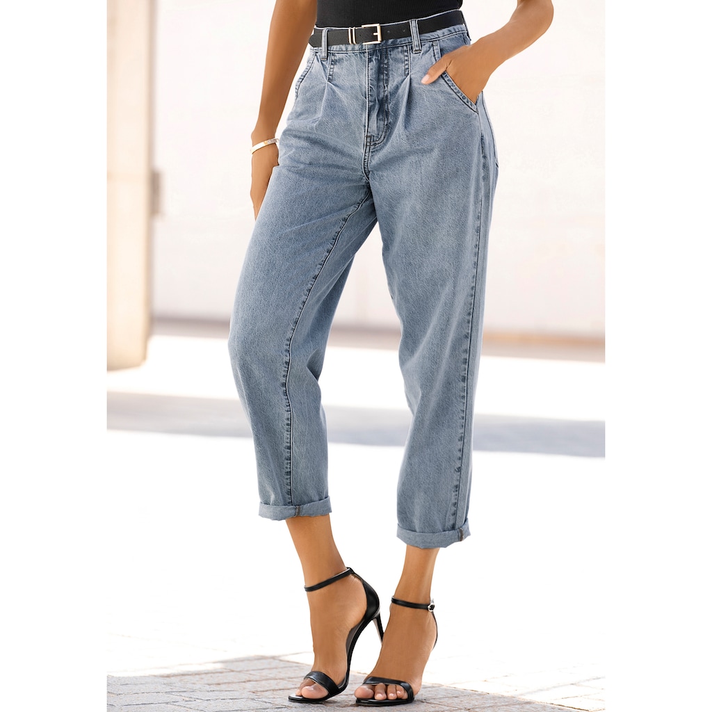 Buffalo Relax-fit-Jeans, in High-waist-Form mit Bundfalten, Crop-Design