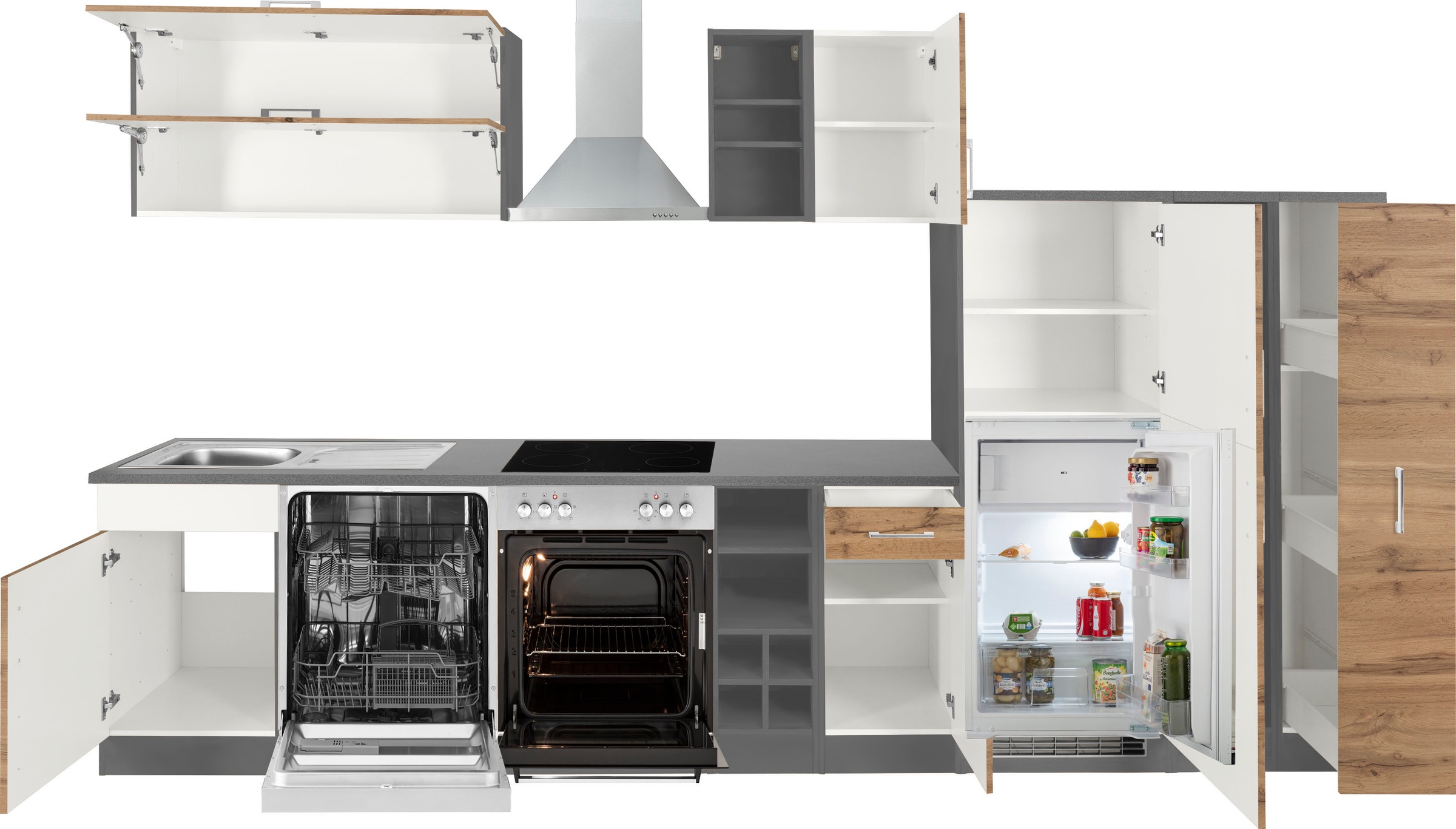 KOCHSTATION Küchenzeile »KS-Colmar«, mit E-Geräten, Breite 360 cm