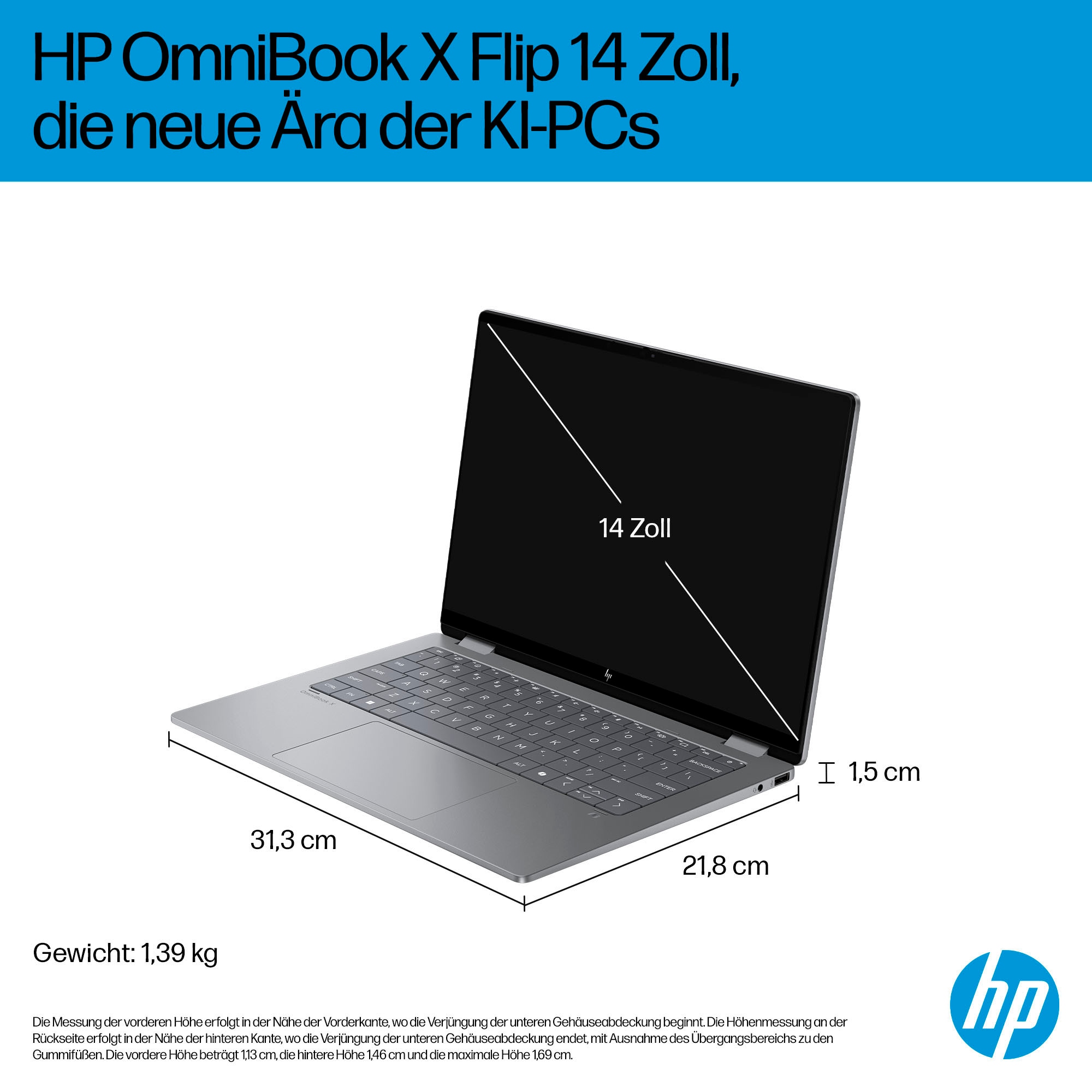 HP Convertible Notebook »OmniBook X Flip 14-fk0252ng«, 35,6 cm, / 14 Zoll, AMD, Ryzen™ AI 5, Radeon, 512 GB SSD