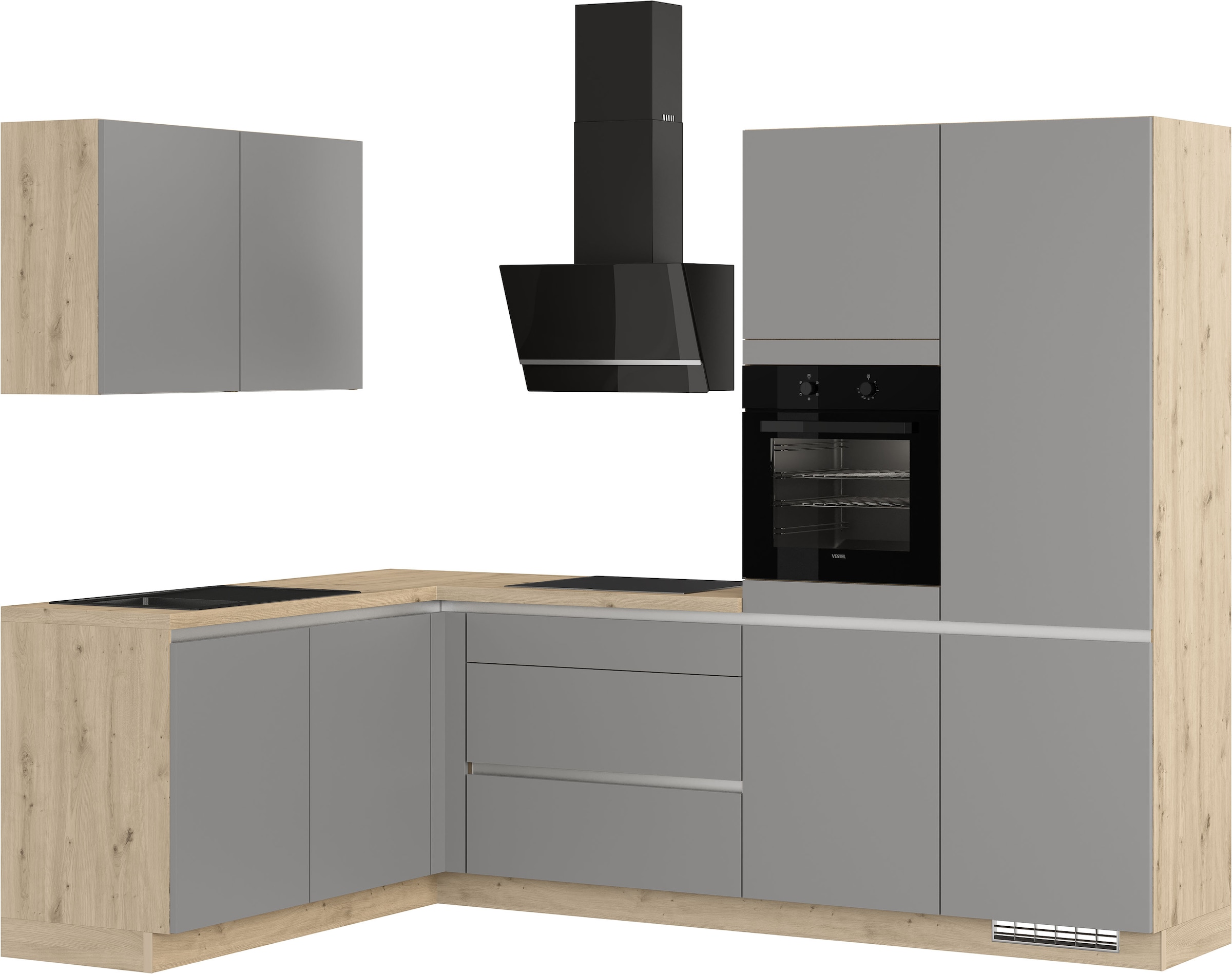 IMPULS KÜCHEN Winkelküche »"Dublin", Ausrichtung wählbar, Schubkästen mit Soft-Close,«, vormontiert, wahlweise mit E-Geräten, mit Vollauszug, Breite 460 cm