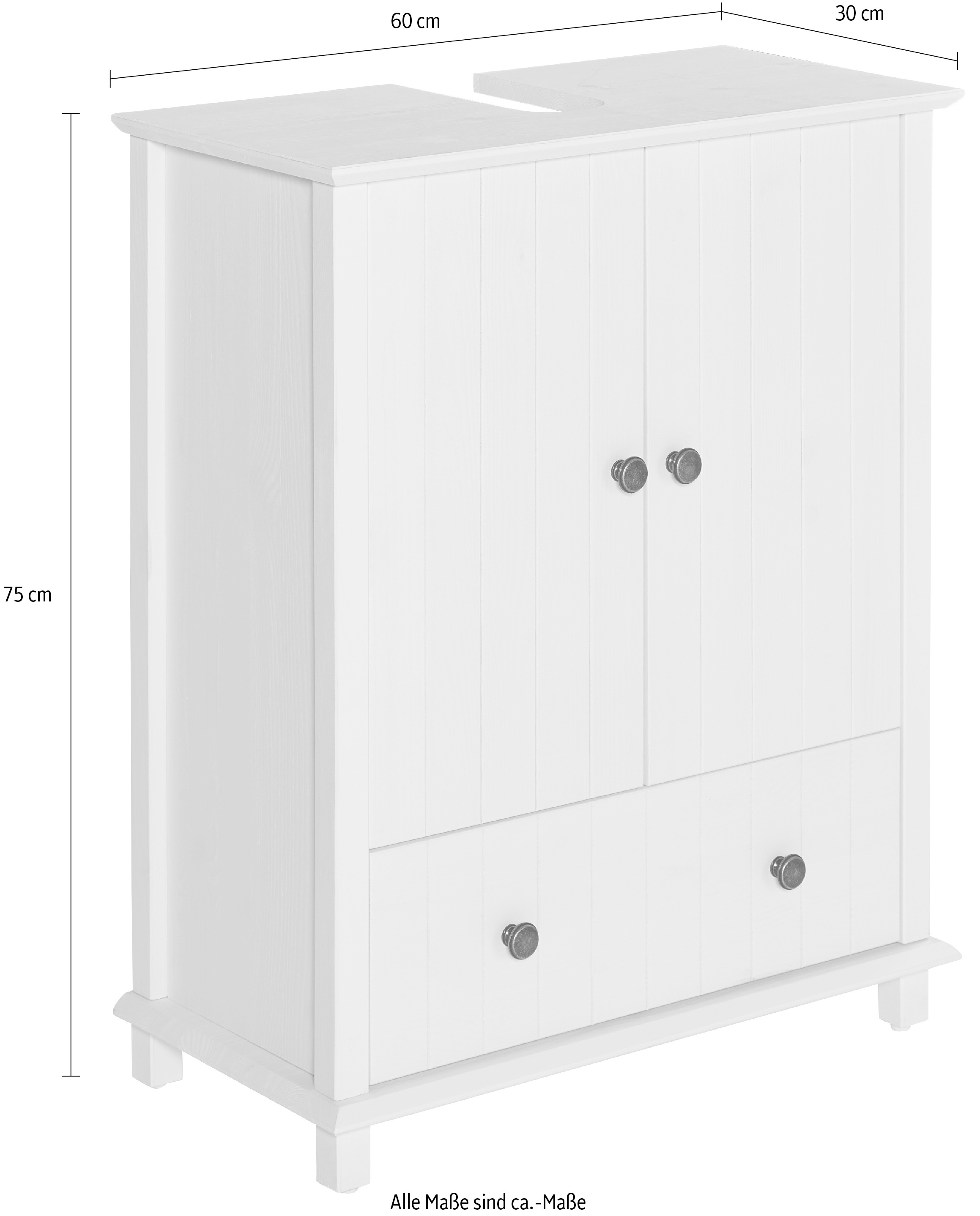 Home affaire Waschbeckenunterschrank »Vili«, Badezimmerschrank, Badunterschrank mit Schublade, aus Massivholz