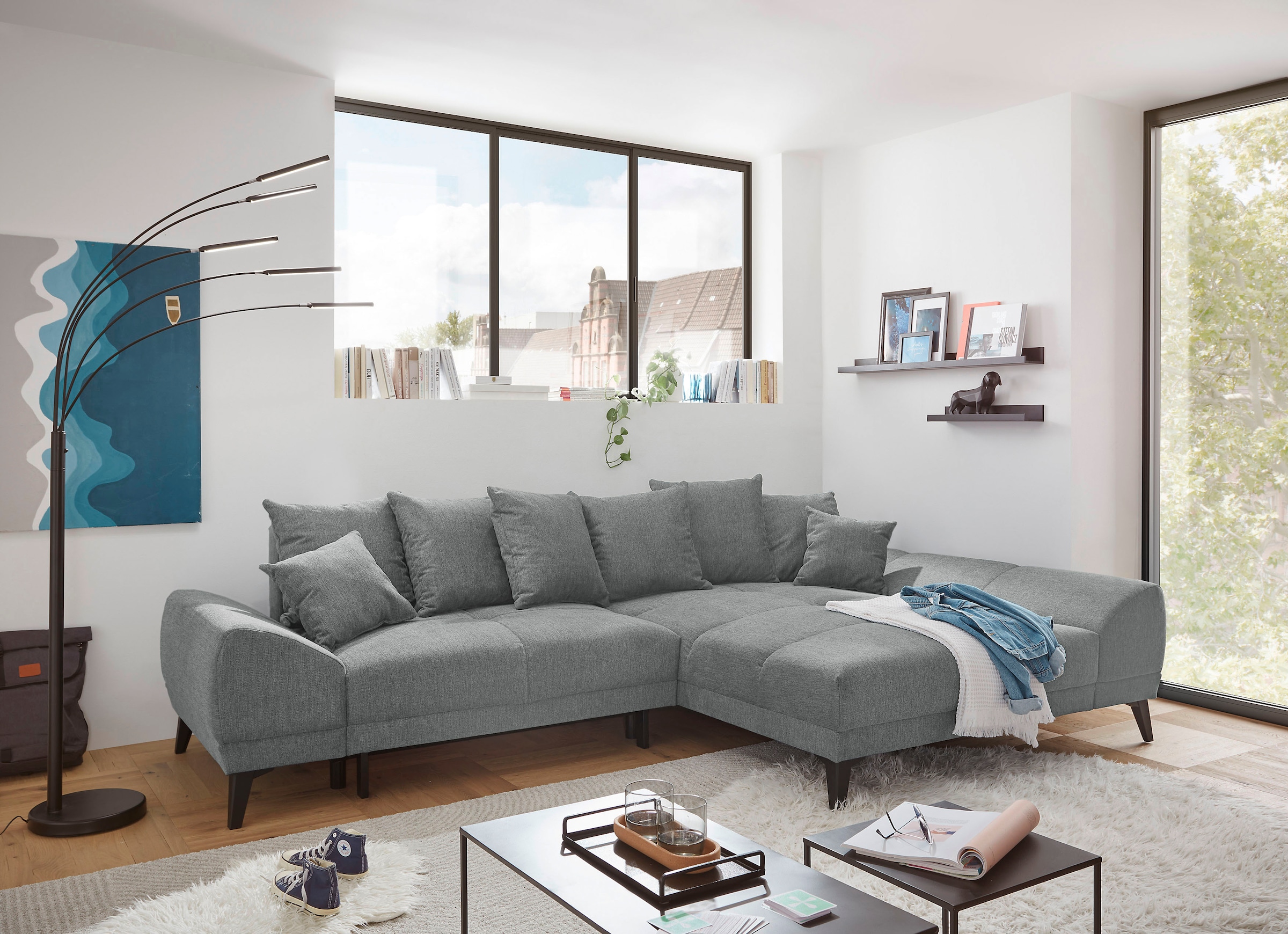 ED EXCITING DESIGN Ecksofa »Scott L-Form«, mit Bettfunktion, Bettkasten & 8 günstig online kaufen
