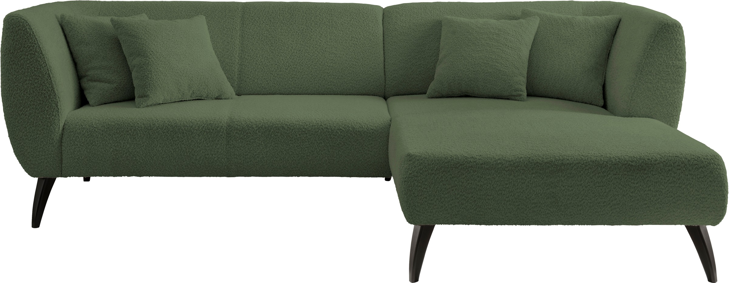 INOSIGN Ecksofa »Colori L-Form«, Holzfußfarbe wählbar, inkl. 4x Zierkissen