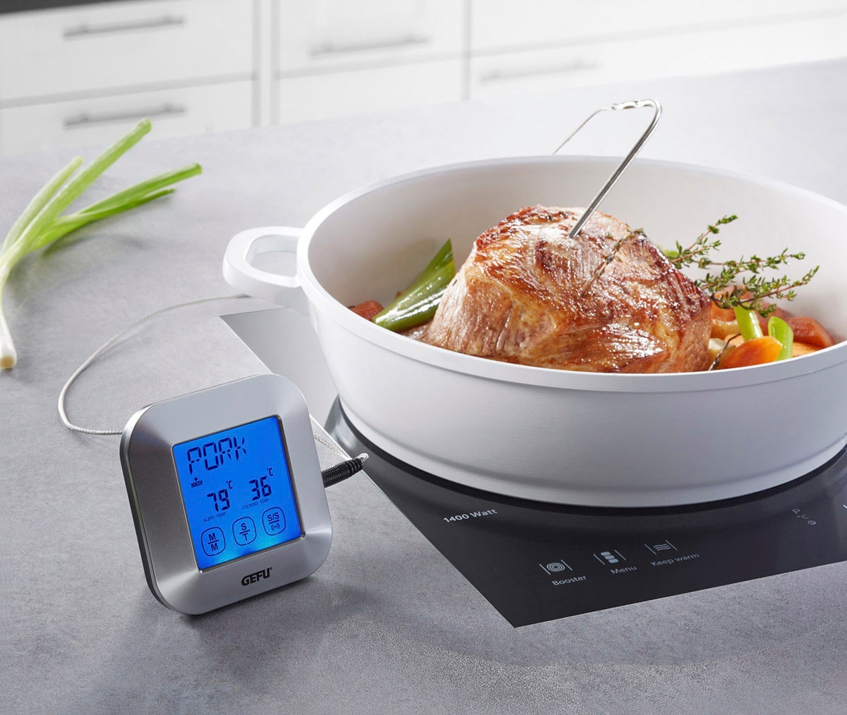 GEFU Bratenthermometer »PUNTO«, (2 tlg.), digital, für Grill, Backofen und Herd