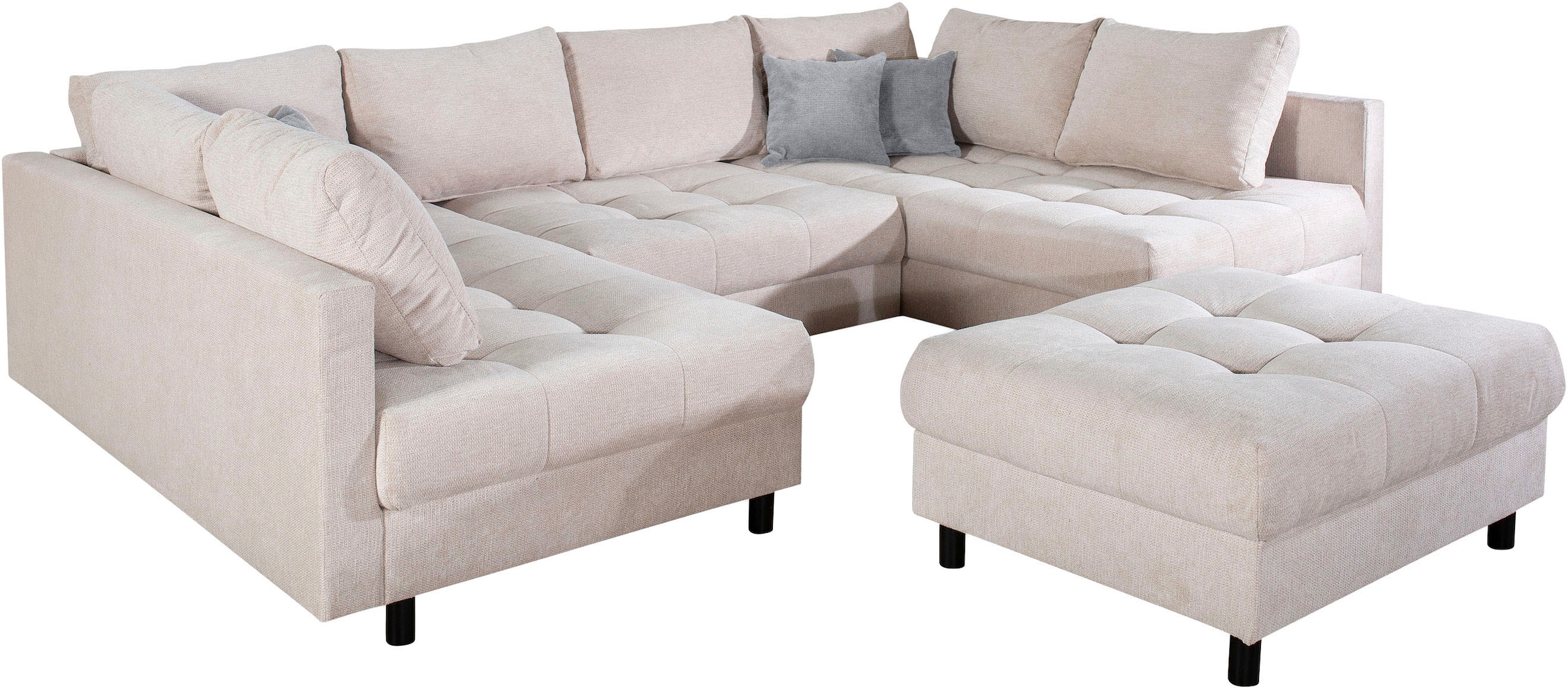 COLLECTION AB Wohnlandschaft »Toni U-Form, B: 298 cm« mit Hocker & 3 Zierkissen, Federkern