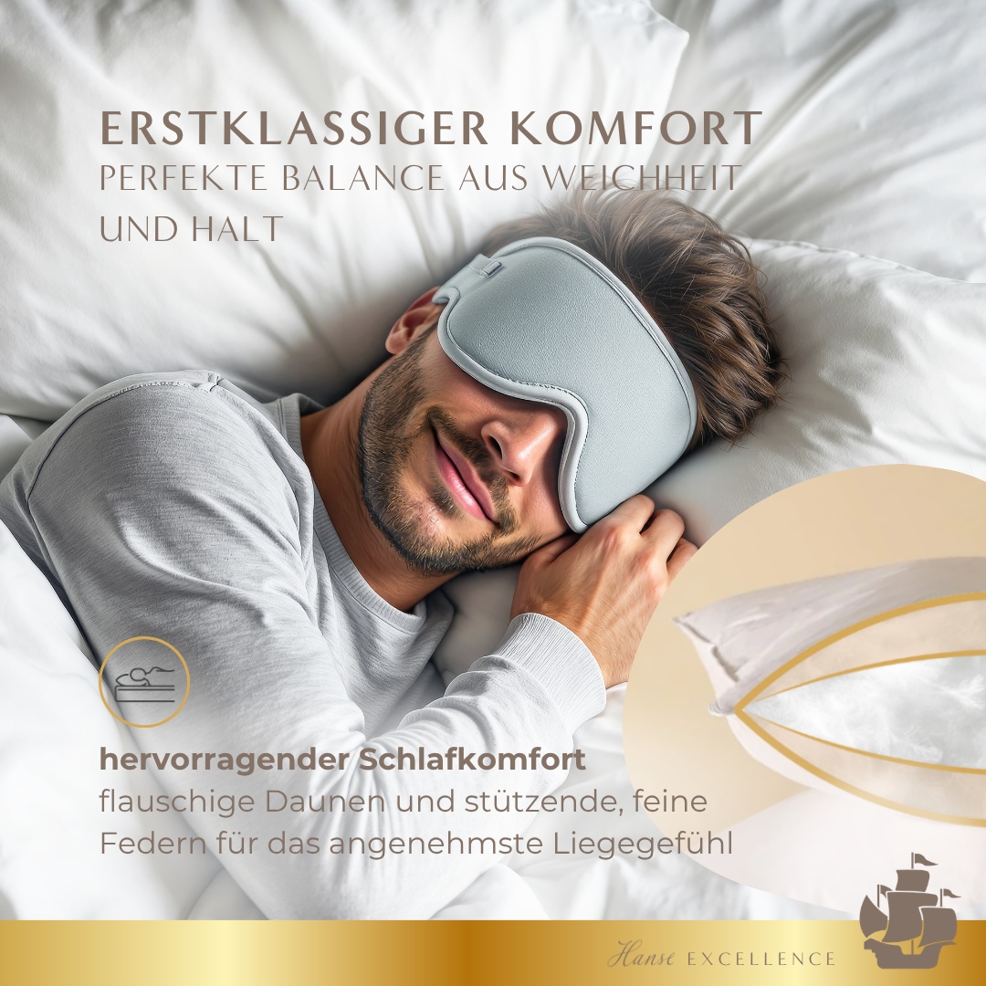 Hanse mit Kogge 3-Kammer-Kopfkissen »Hanse Excellence Gänsedaunenkopfkissen, Luxusqualität, Made in Germany« Füllung: Außenkammern: 100% Gänsedaunen; Innenkammer: 100% Gänsefedern 1 Stk. tlg.