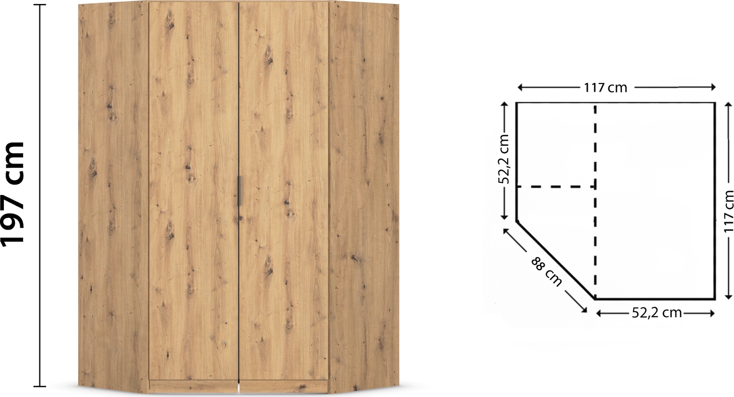rauch Kleiderschrank »Eckschrank Schrank Ankleidezimmer Schlafzimmer Garderobe LAGOA« voll ausgestattet viel Stauraum, optional mit Aufsatz MADE IN GERMANY