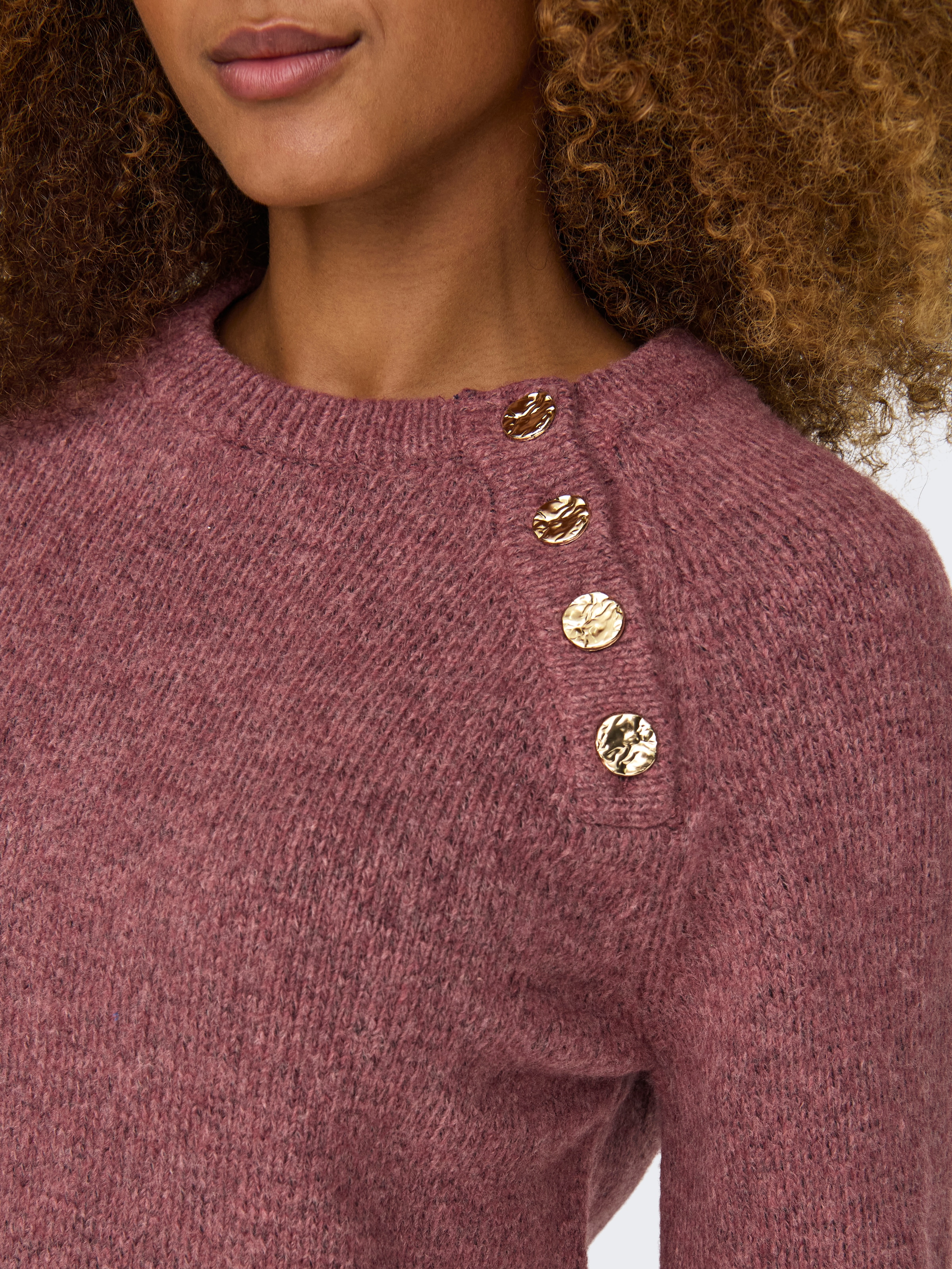 ONLY Rundhalspullover »ONLEMMA LS BUTTON ONECK EX KNT« Kunstfaser, regular fit