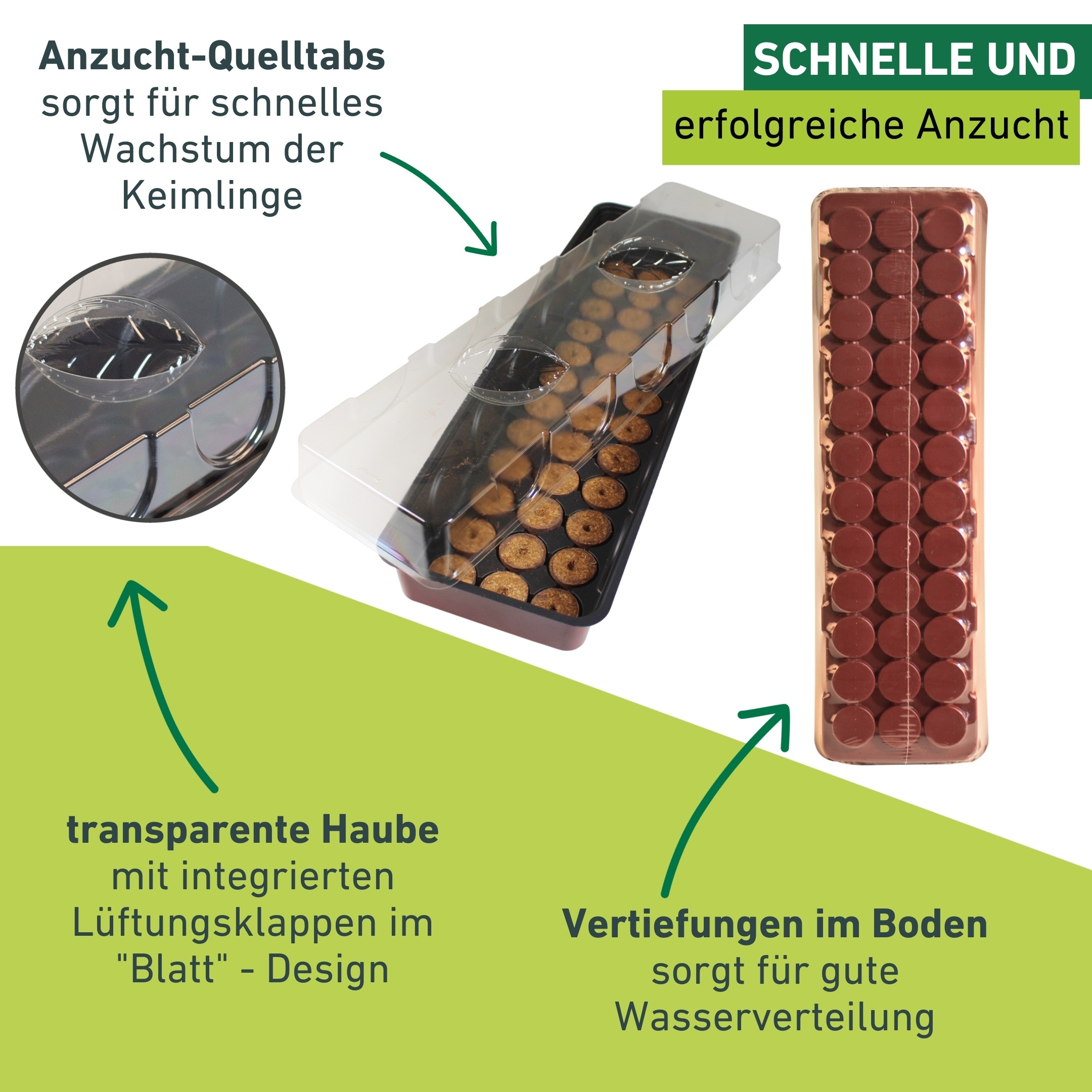 Windhager Gewächshaus »für Fensterbänke, Zimmer-Gewächshaus Indoor« Anzucht Fensterbank-Treibhaus inkl. 36 Quelltabs, 54,5x16,5x11 cm