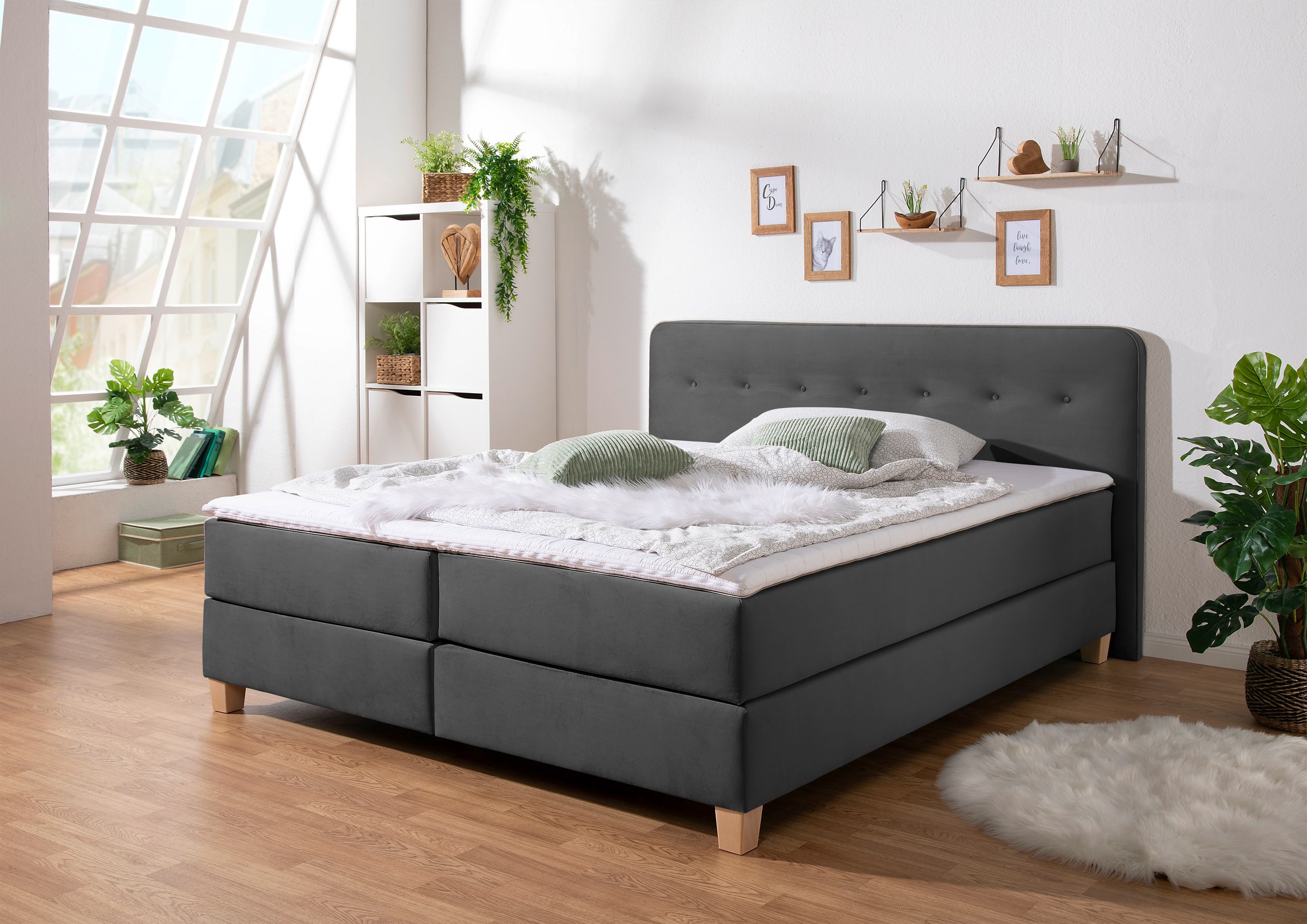 Bild von Home affaire Boxspringbett »Fargo«, in Überlänge 220 cm, mit Topper, 3 Ausführungen, 4, Breiten