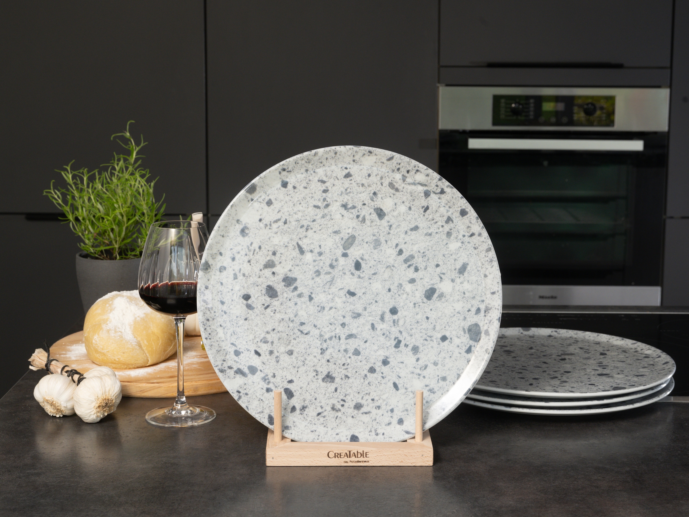 CreaTable Pizzateller »Stone Collection Florenz, Teller-Set, 4-tlg.« Italienische Eleganz, Vielseitig einsetzbar