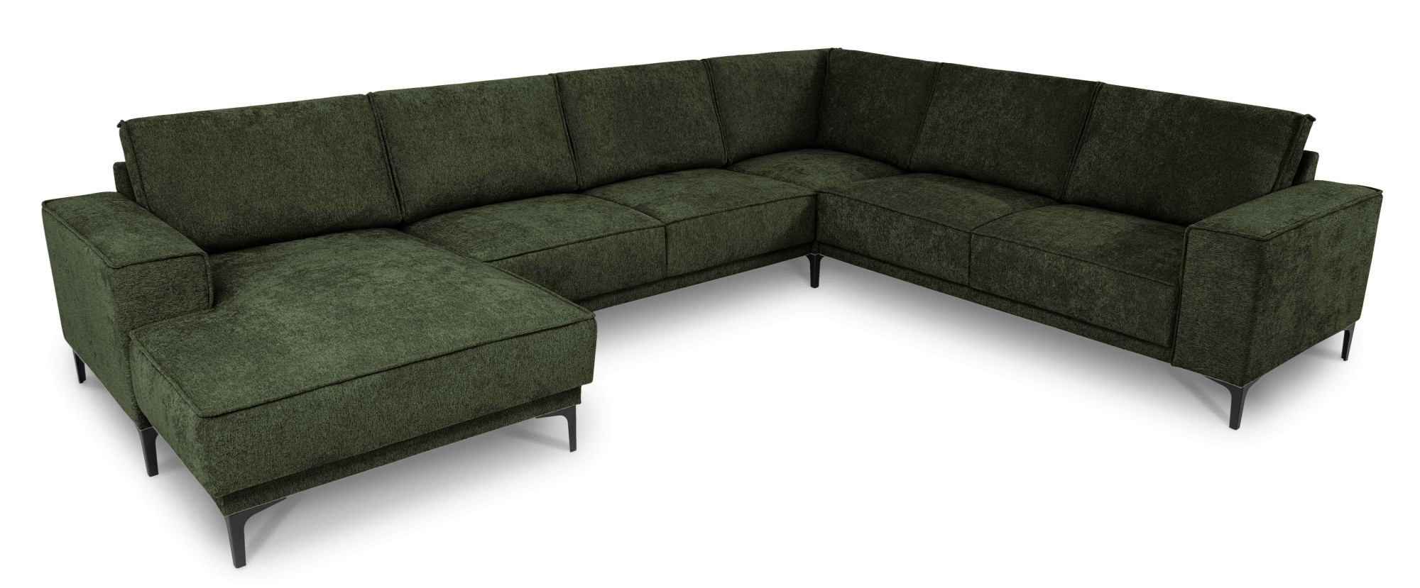 Places of Style Wohnlandschaft »XXL Sofa Oland, Struktur, Flachgewebe, Luxus-Microfaser, Boucle«, U-Form, 342 cm, Wellenunterfederung, Skandi-Design, Metallfüße