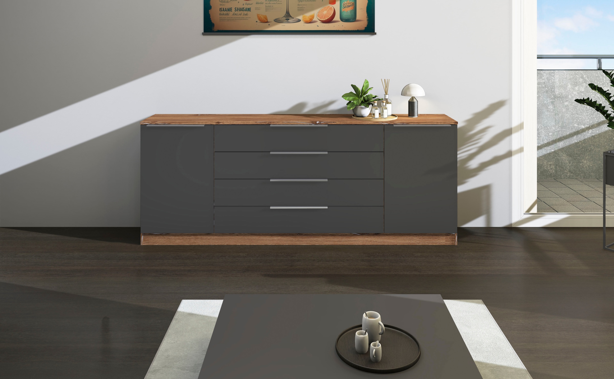 borchardt Möbel Kommode »Oliva«, Breite 200 cm, mit 4 Schubkästen