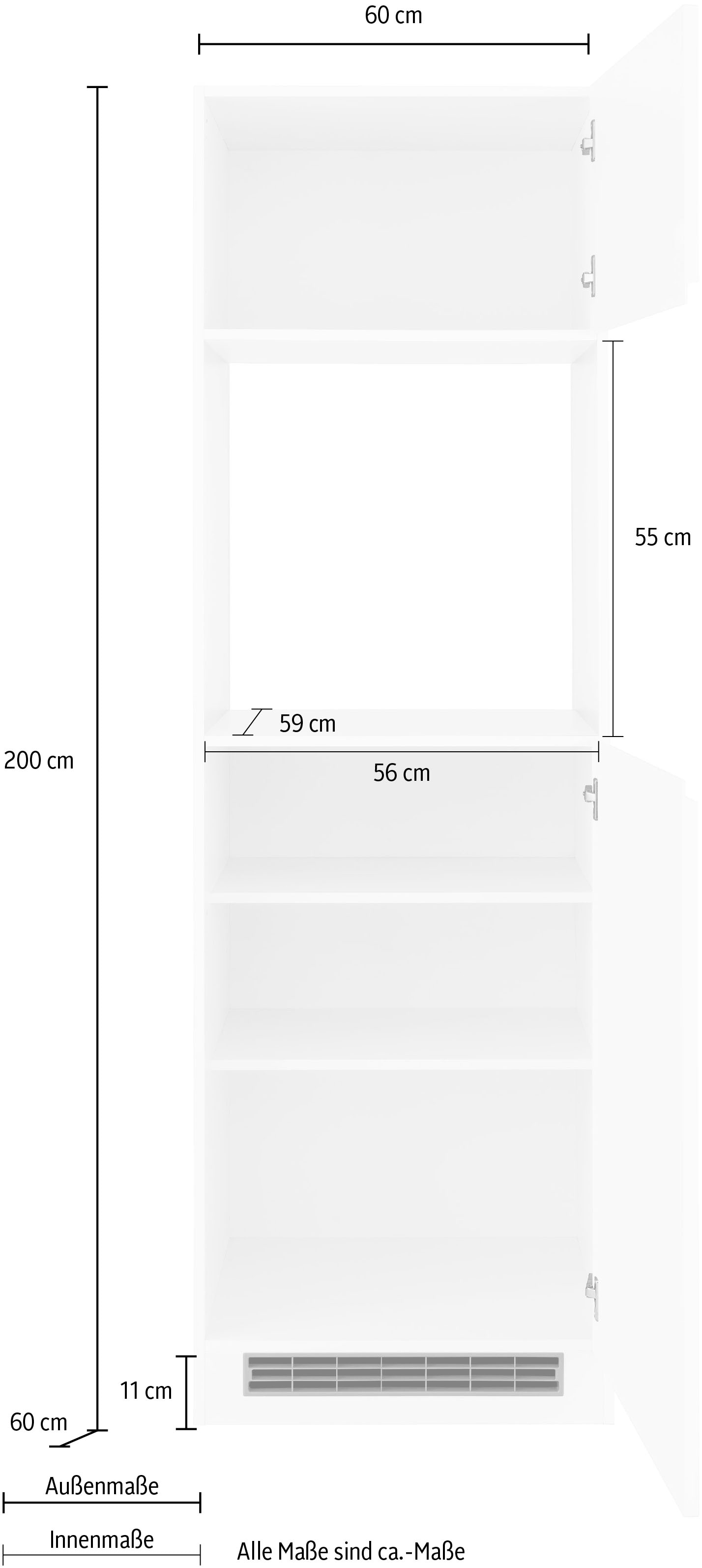 KOCHSTATION Backofenumbauschrank »KS-Virginia«, 200 cm hoch, 60 cm breit, Nische für Ofen B/H/T: 56/59/55 cm, 2 Türen