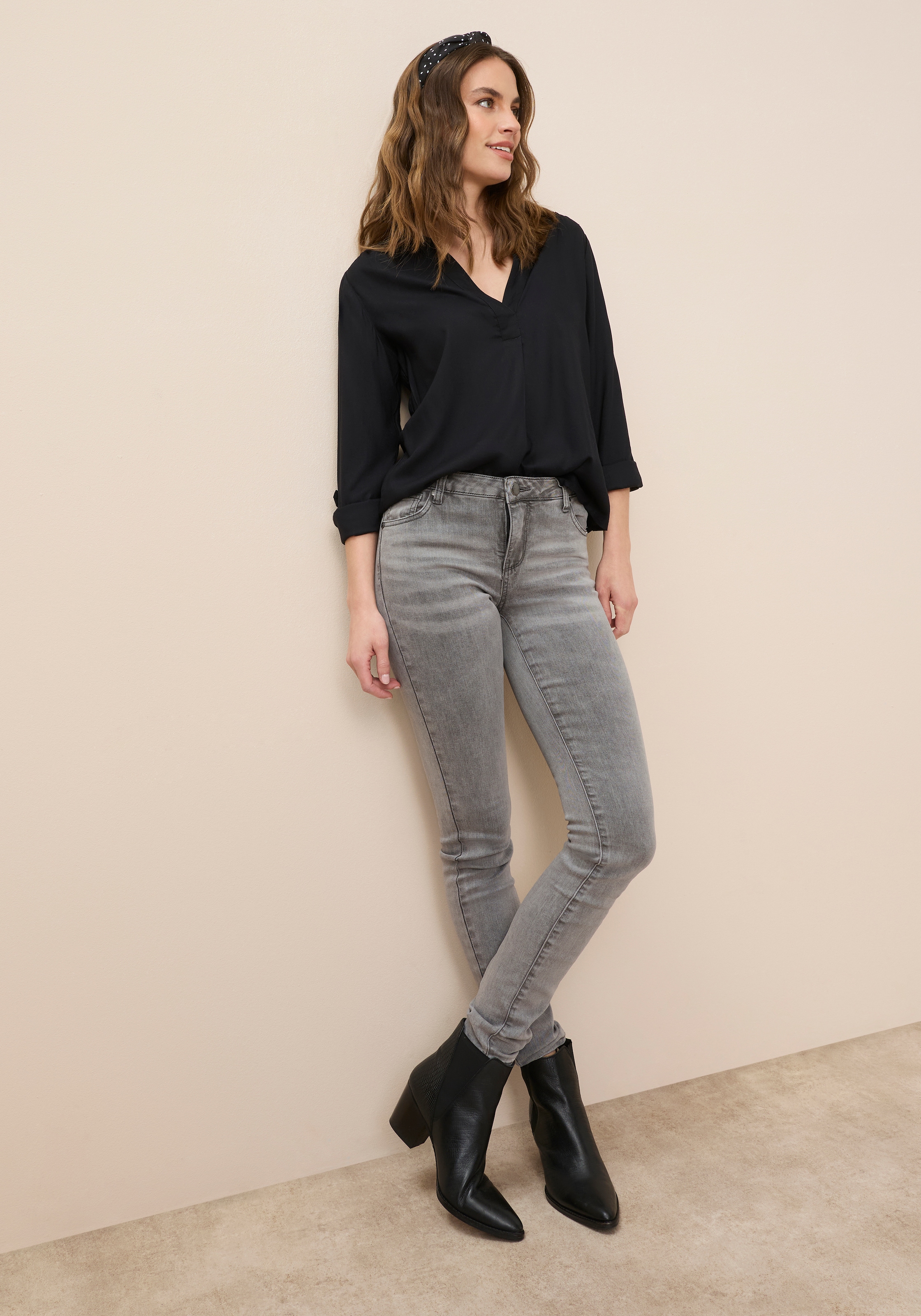 Tamaris Schlupfbluse mit Krempelärmeln und Taschen