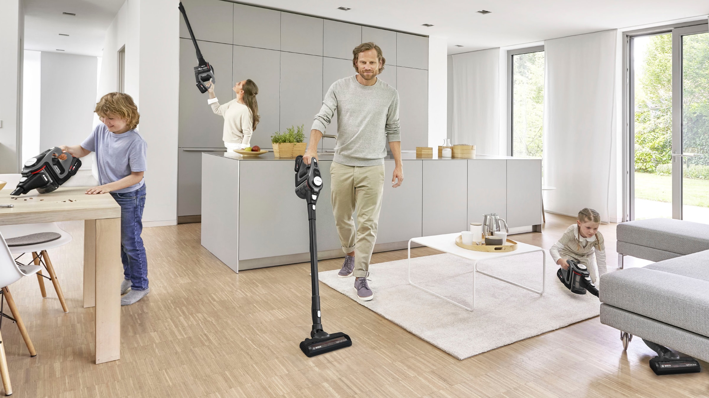 BOSCH Akku-Stielstaubsauger »Unlimited 8 Gen2 BSS825MULT, HEPA-Filtersystem, 10 Jahre Motorgarantie«, 5 Ah Akku, lange Laufzeit, Schnellladegerät, Hartboden-Softdüse, grau